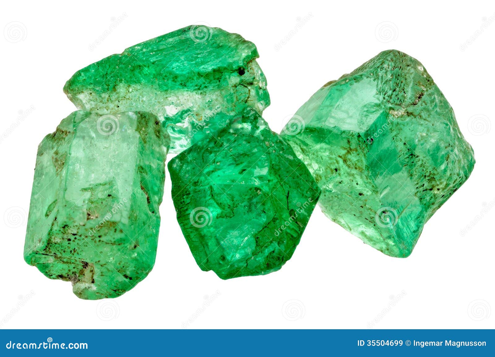Four emerald crystals stock image. Image of rock, precious 35504699