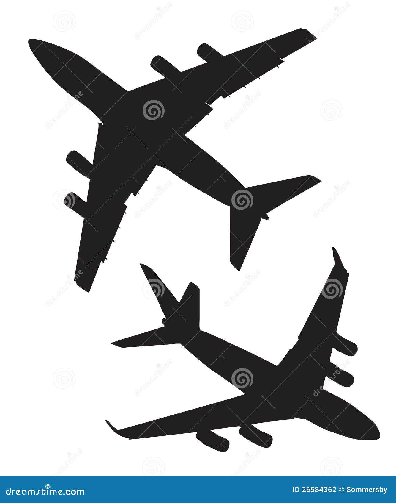 Four-engine Jet Airliners In The Air Stock Vector - Illustration of ...