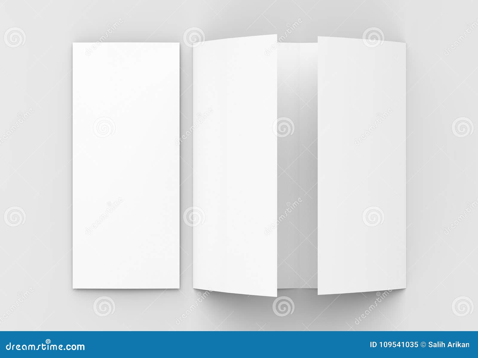 four folded 4 fold vertical brochure mock up isolated on 4 folded brochure
