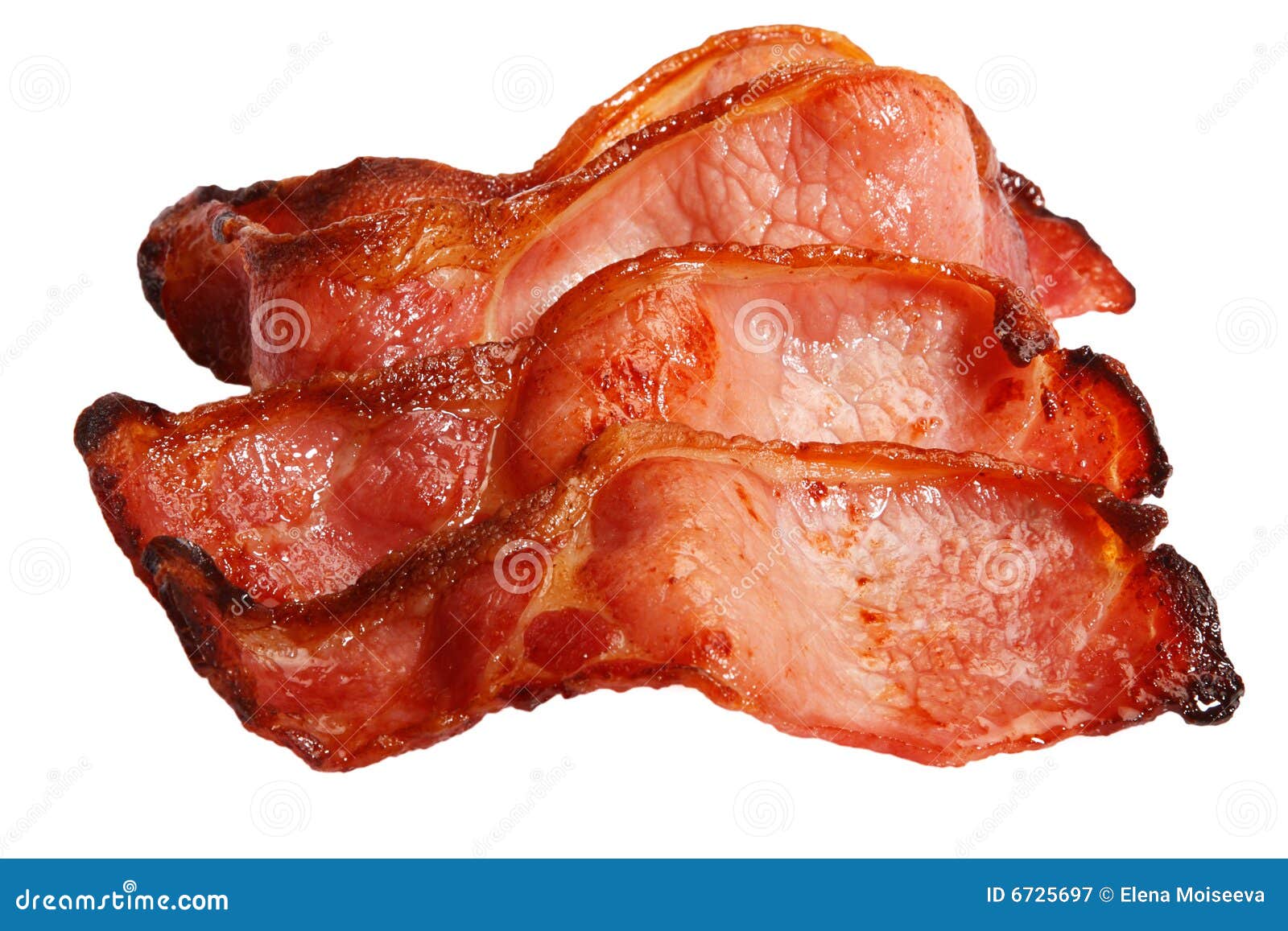 Four Fried Bacon Rashers Over White Stock Image Image of slice, meat
