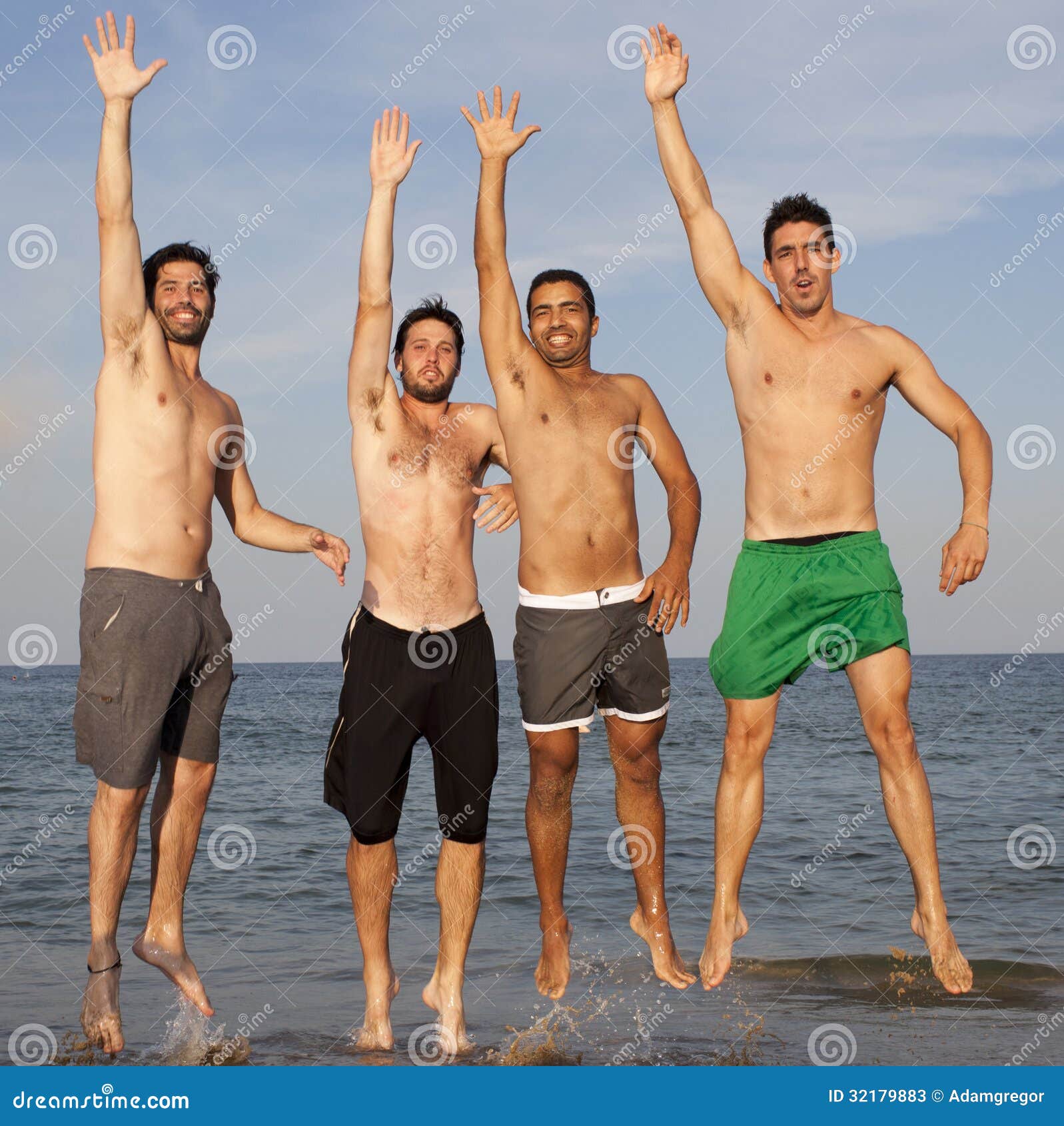 Four friends jumping stock image. Image of friendship - 32179883
