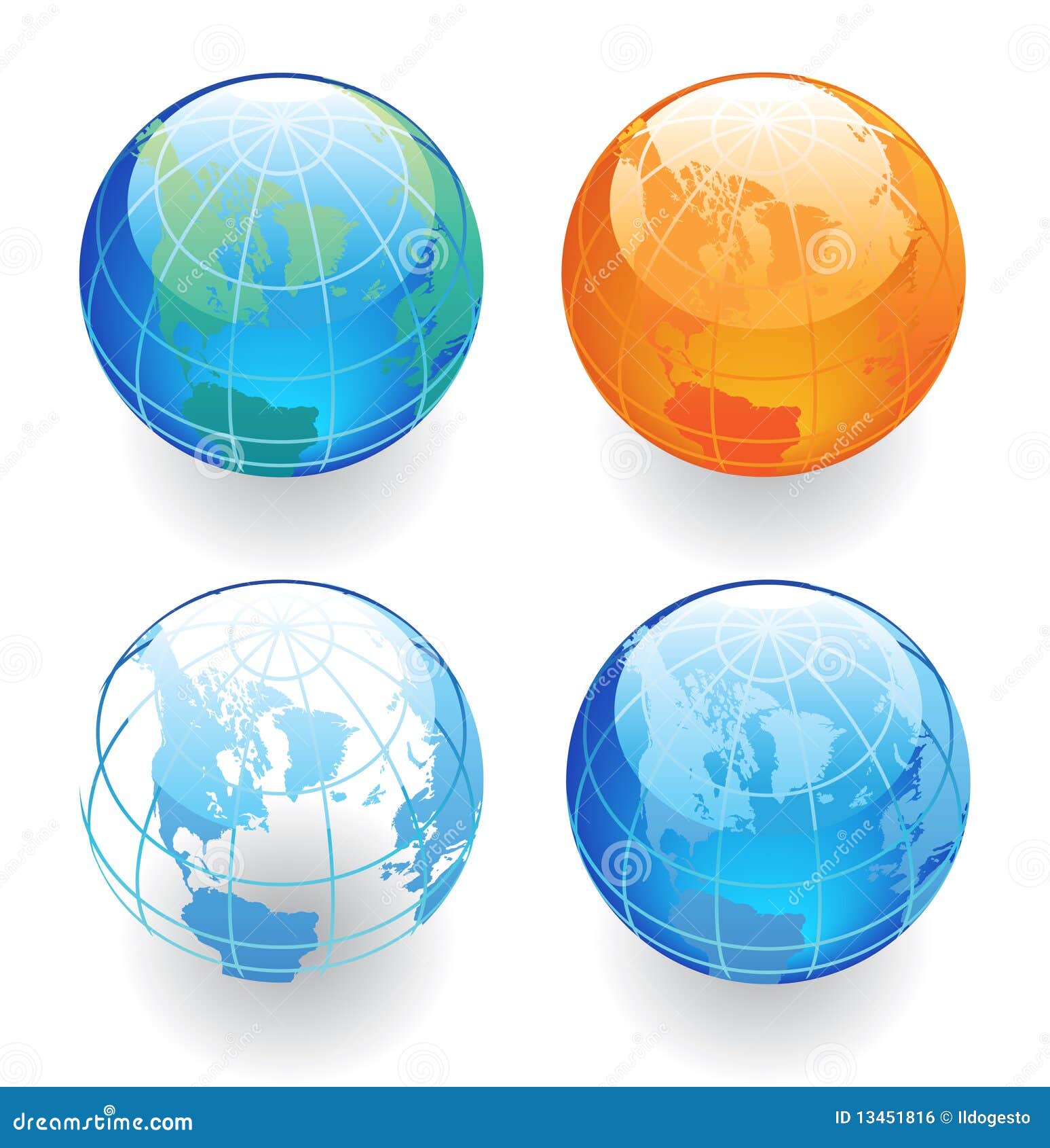 Four Globes stock vector. Illustration of object, branding - 13451816