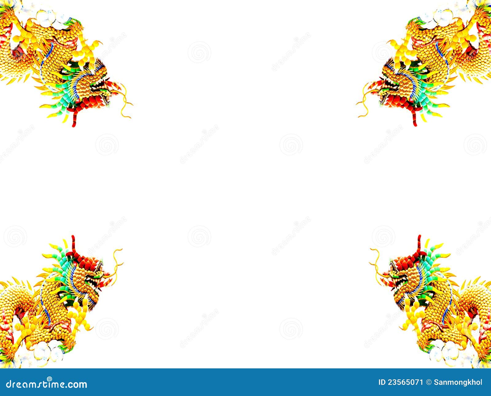 Four Golden Dragon on White Background. Stock Image Image of isolated