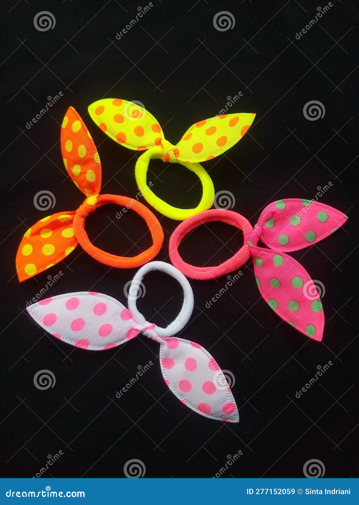 Four Hair Ties Made of Patchwork Stock Image Image of ties, four