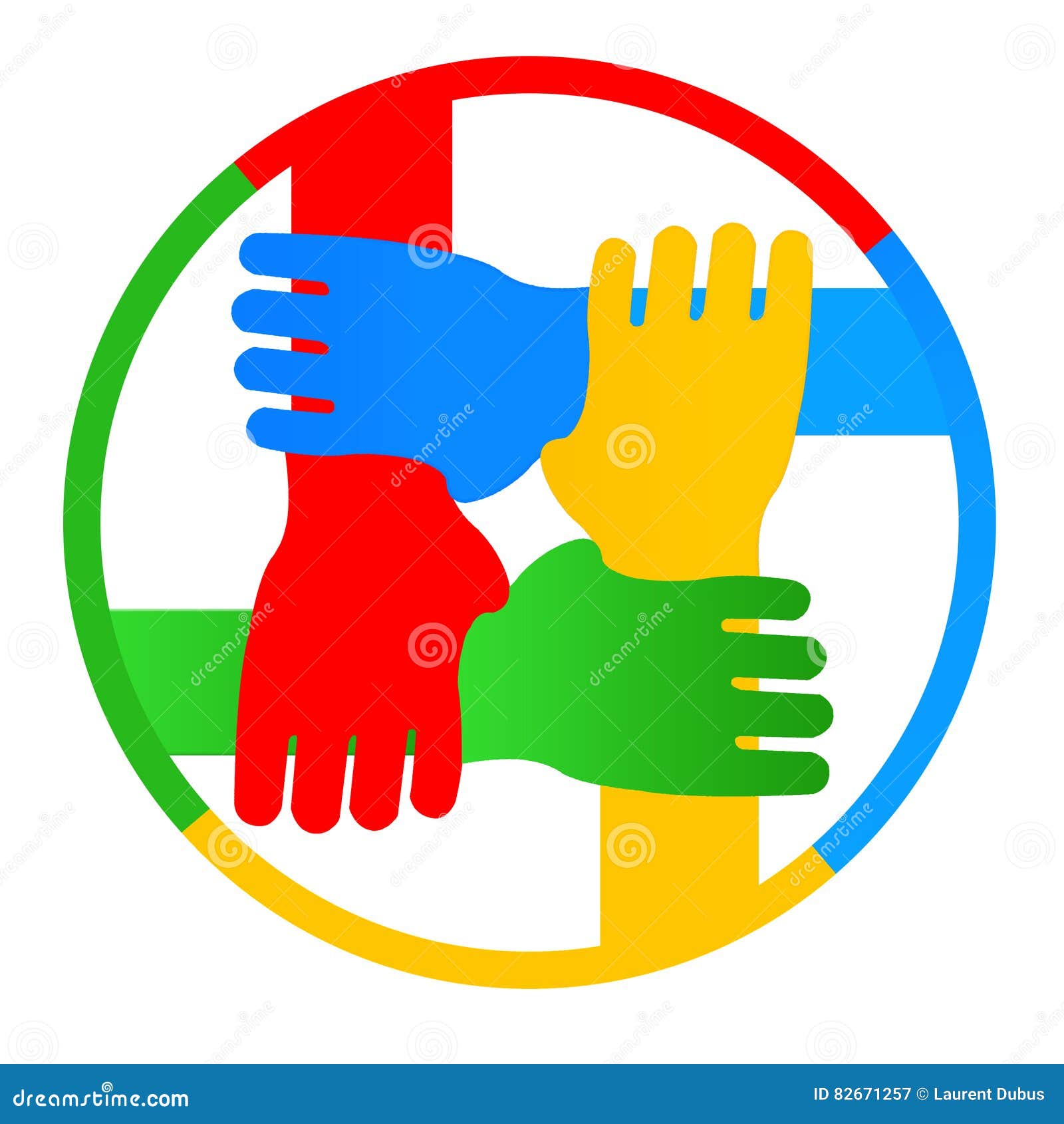 Four hands together stock illustration. Illustration of friends 82671257