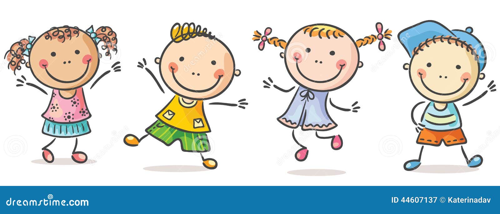 Four Happy Kids Stock Vector Illustration Of Childrens
