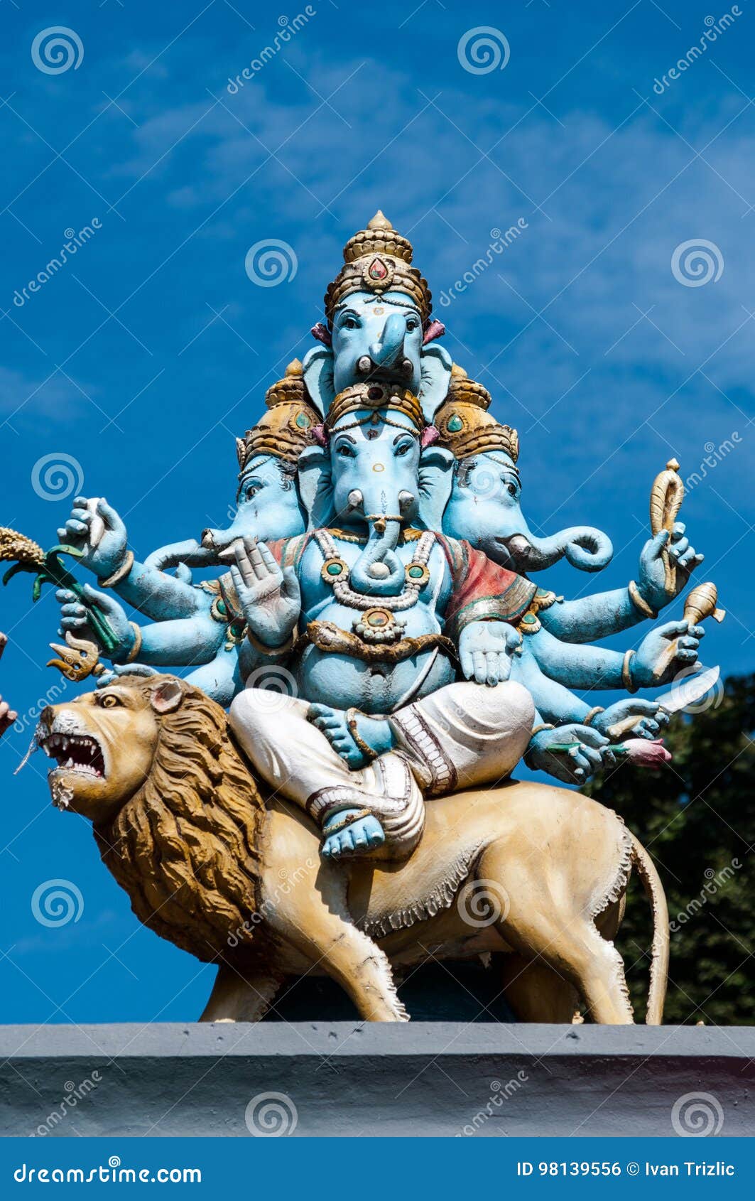 Four Headed Ganesha Statue a Hindu Deitiy on the Roof of Temple ...