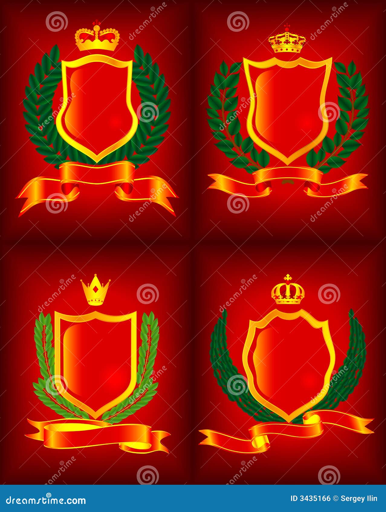 Four heraldic escutcheon. stock vector. Illustration of armory 3435166