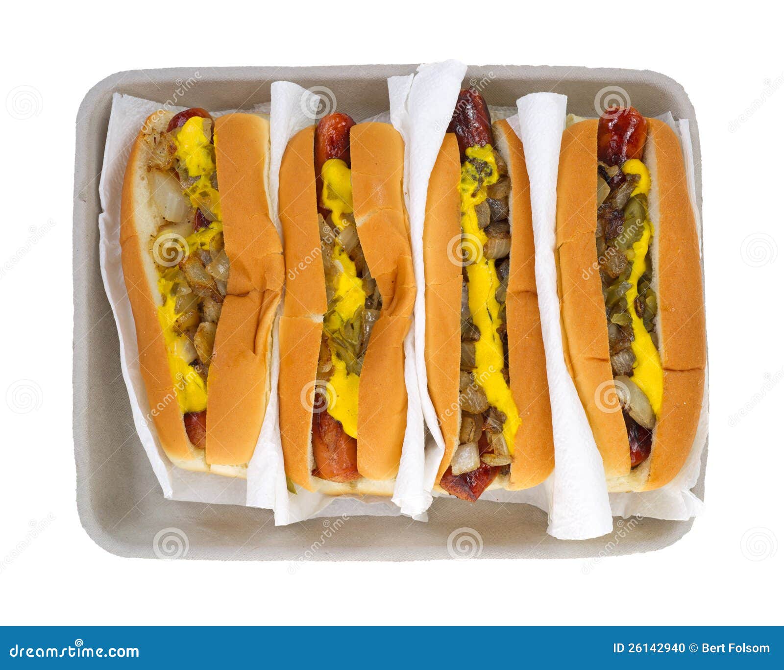 Four Hot Dogs with Condiments Stock Photo Image of white, arranged