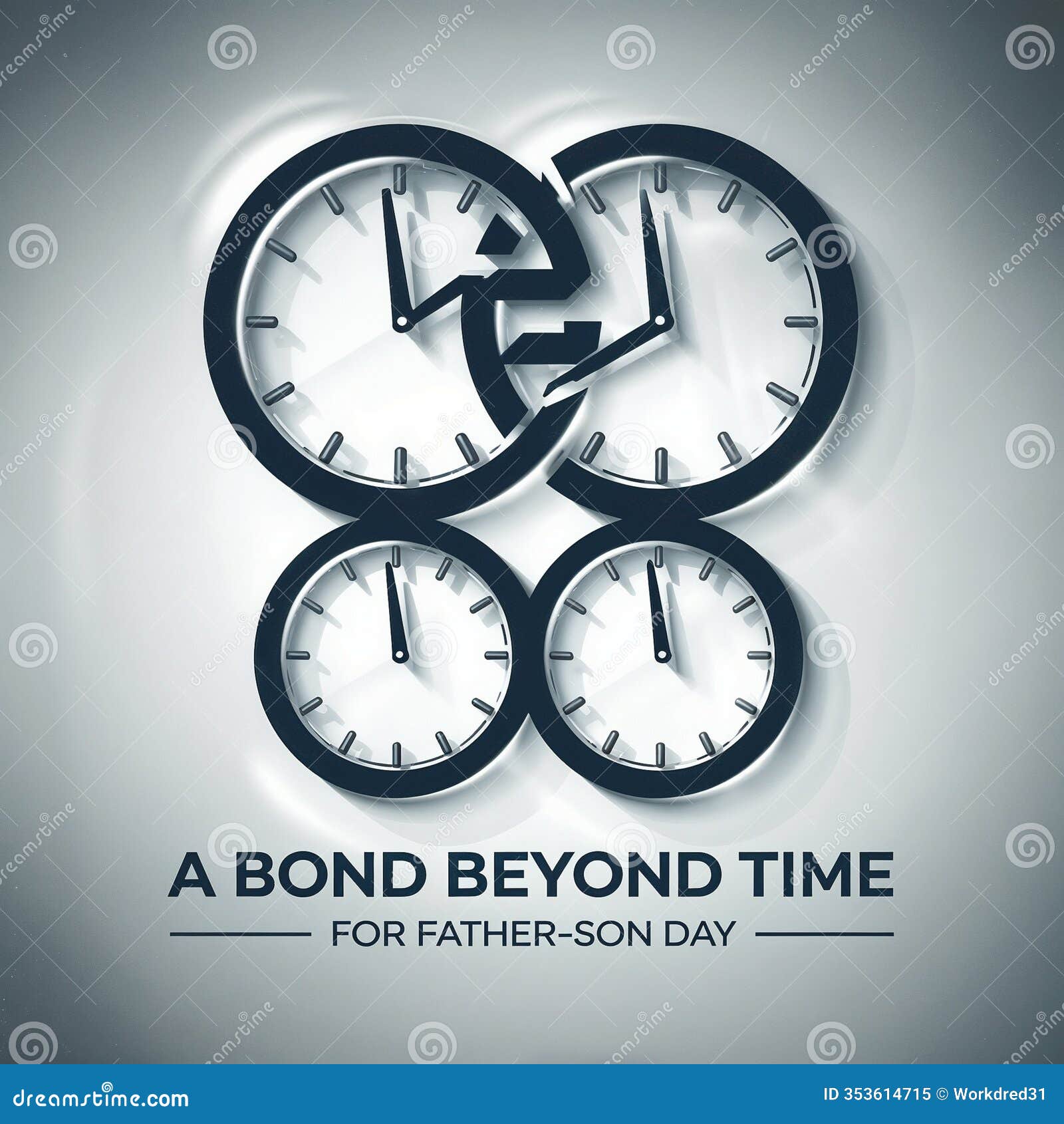 four interconnected clock faces forming an infinity  