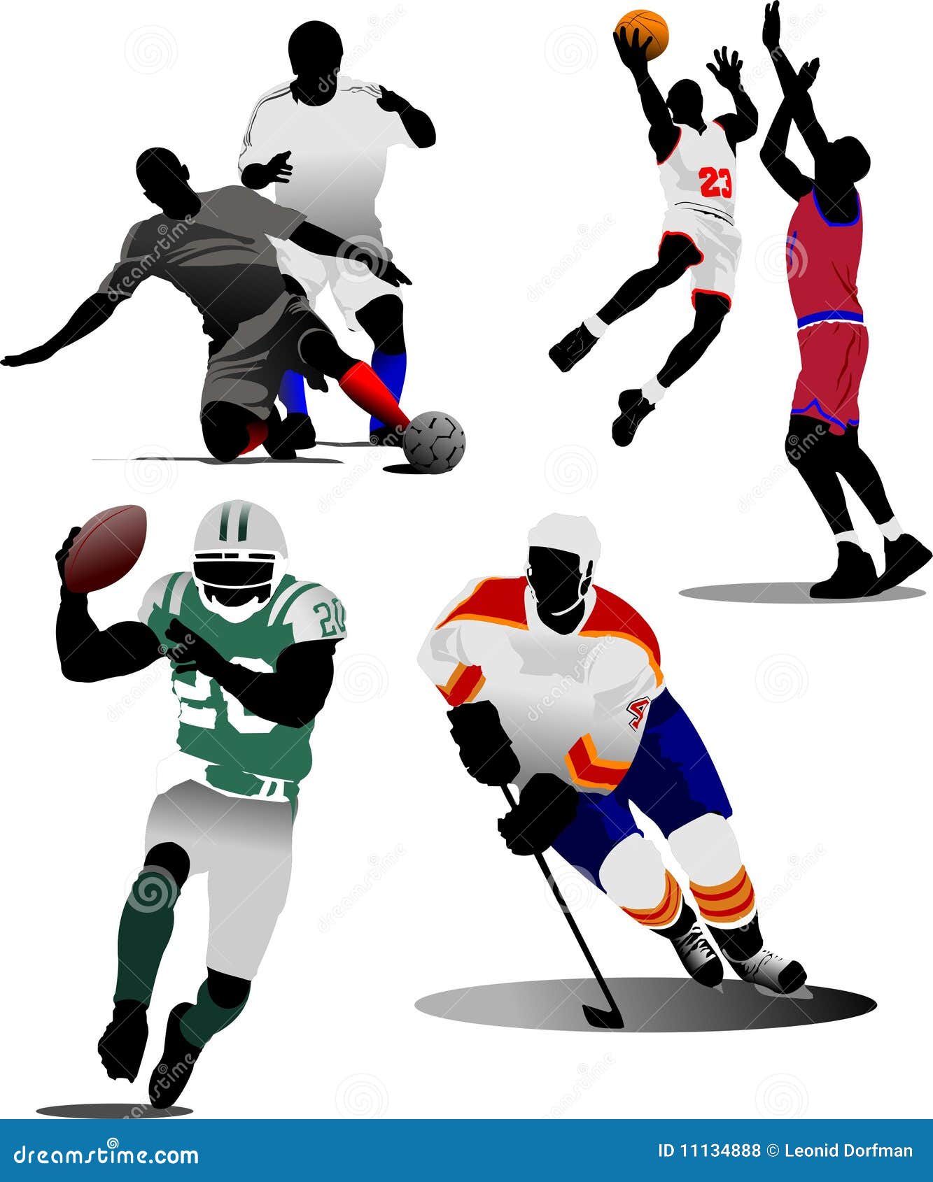 Four Kinds of Team Sport Game Stock Vector Illustration of leaping