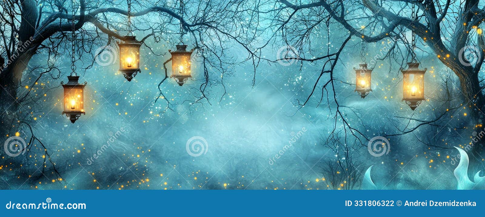 four-kindy hyperrealistic photo of fairy lanterns, enchanted forest