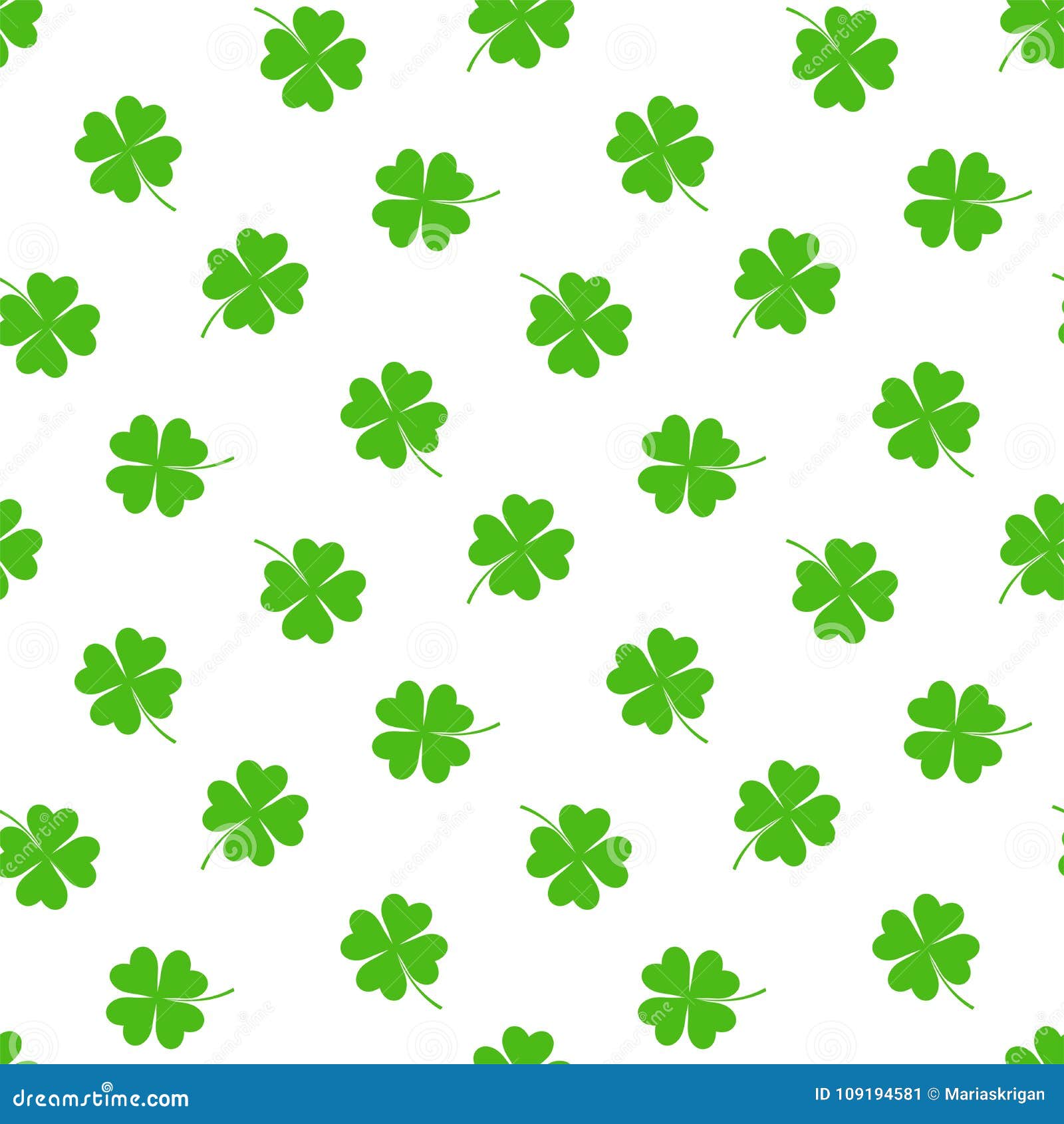 Four Leaf Clover Seamless Pattern Stock Vector - Illustration of leaf ...