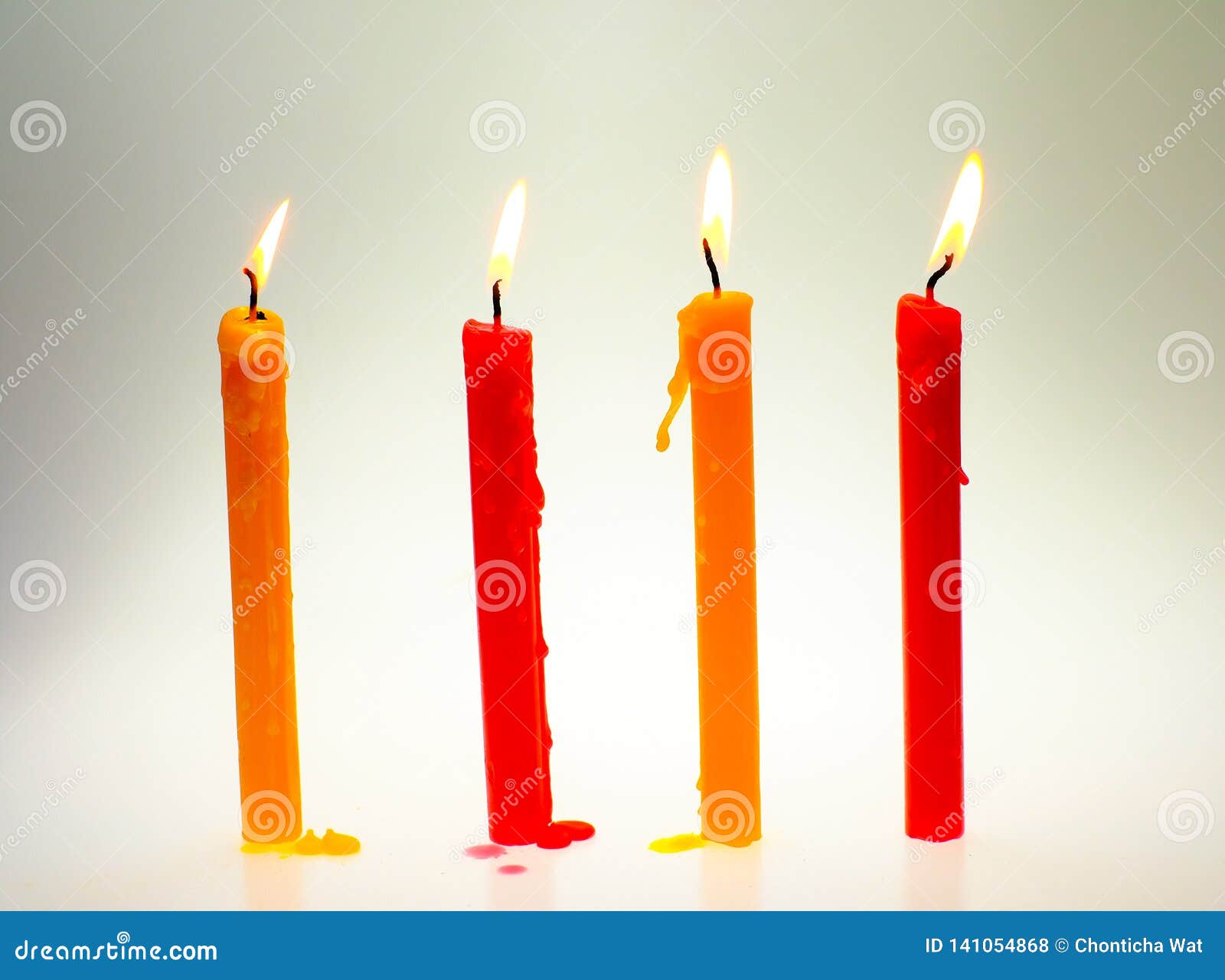 Four Light Flame Candle Burning Brightly Stock Photo Image of