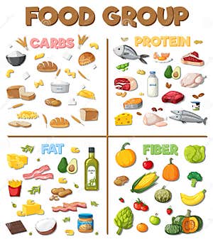 The Four Main Food Groups Stock Vector Illustration Of Icon 266159599