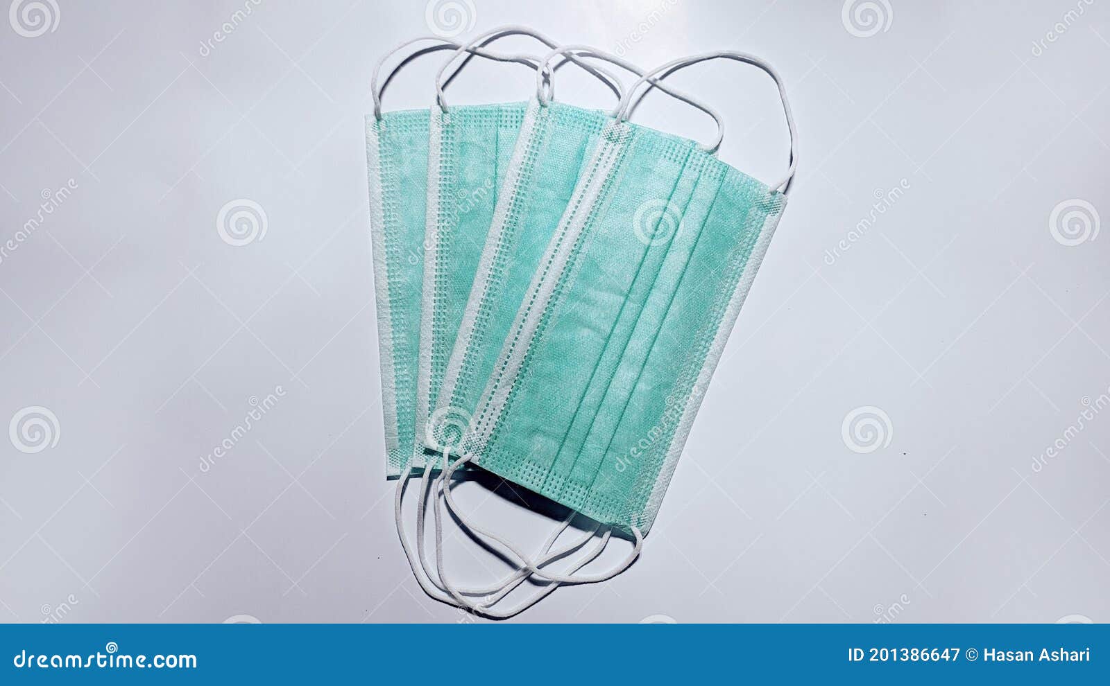 Four Medical Masks on a White Background Stock Image - Image of maks