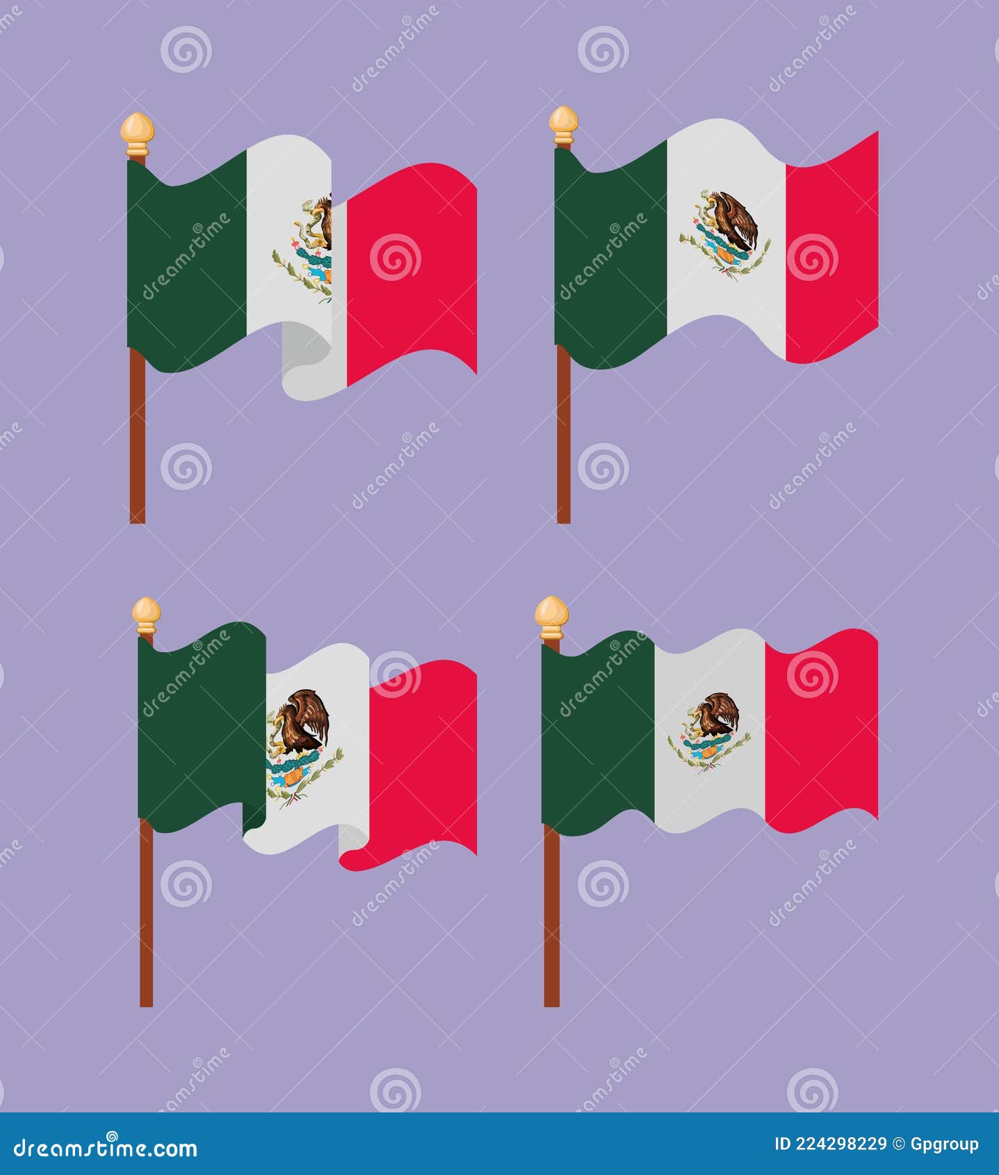 Four mexican flags stock vector. Illustration of national - 224298229