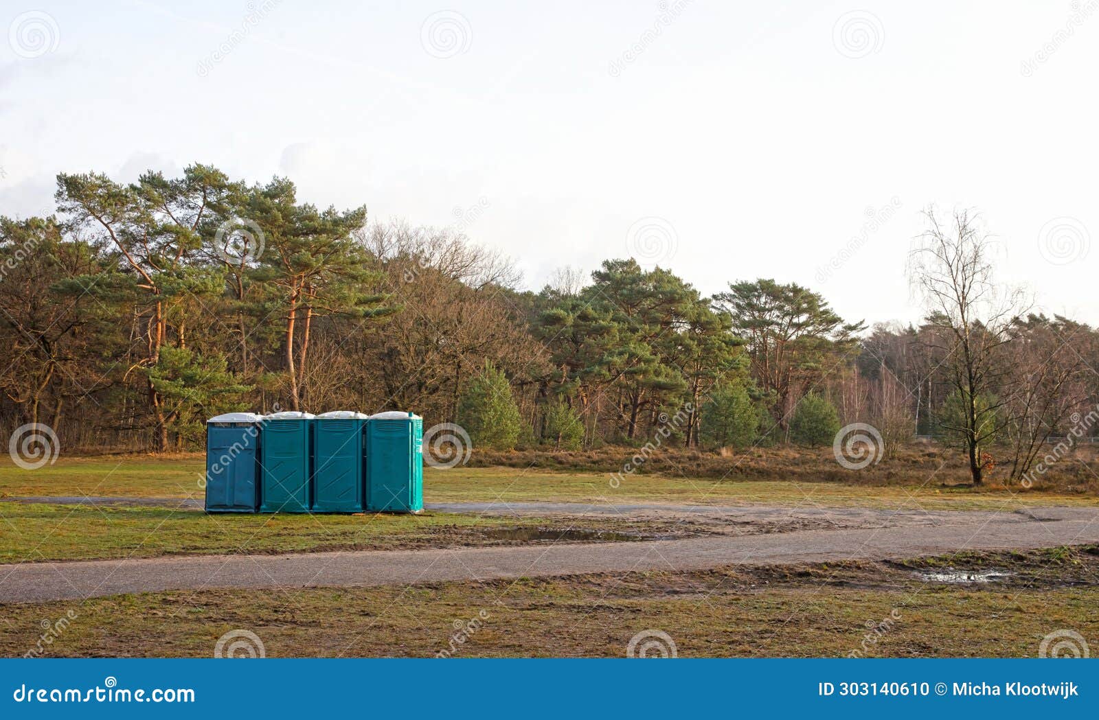 Four Mobile Toilets on a Row Stock Photo Image of closed, shut 303140610