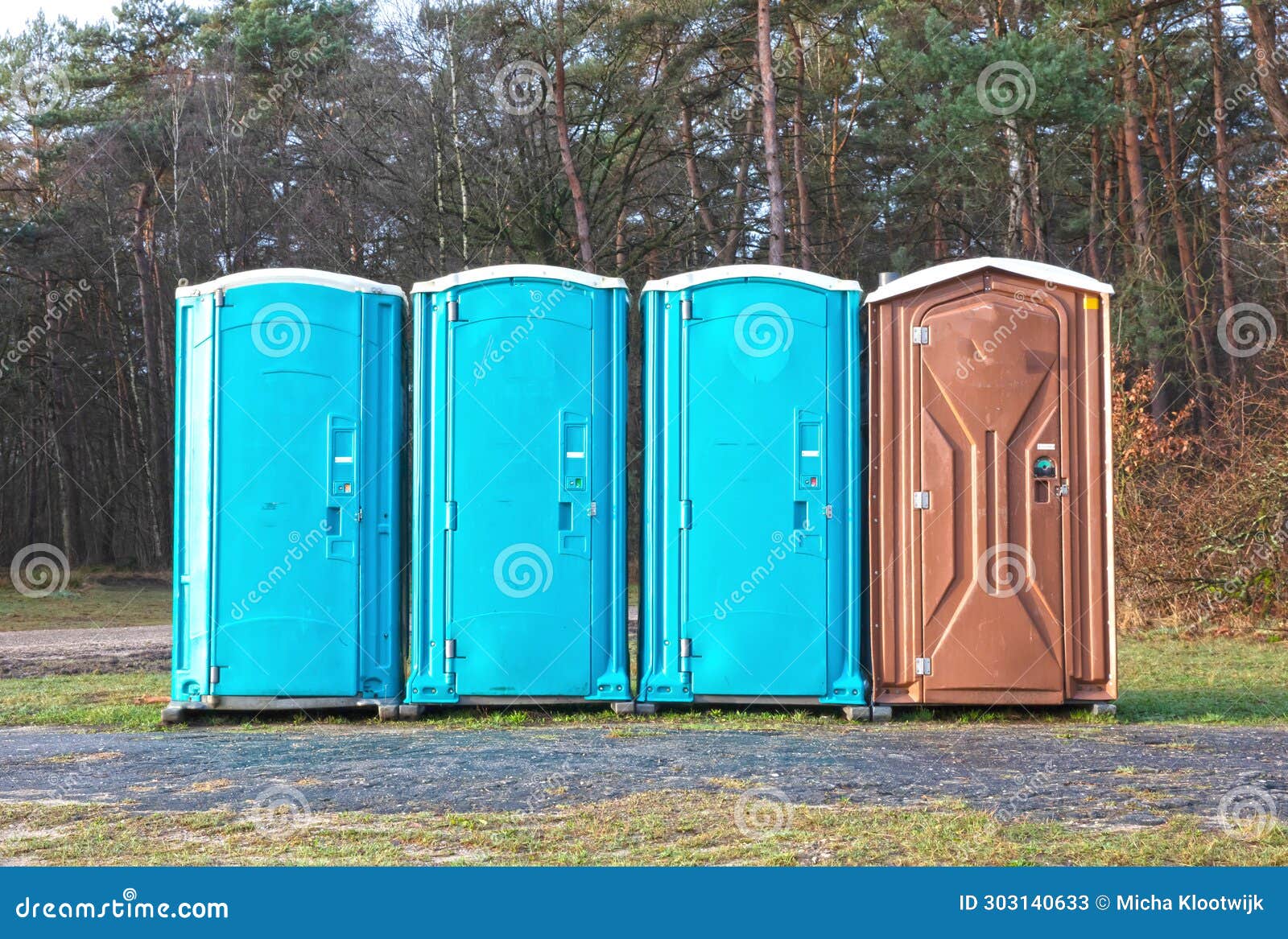 Four Mobile Toilets on a Row Stock Image Image of toilet, urination