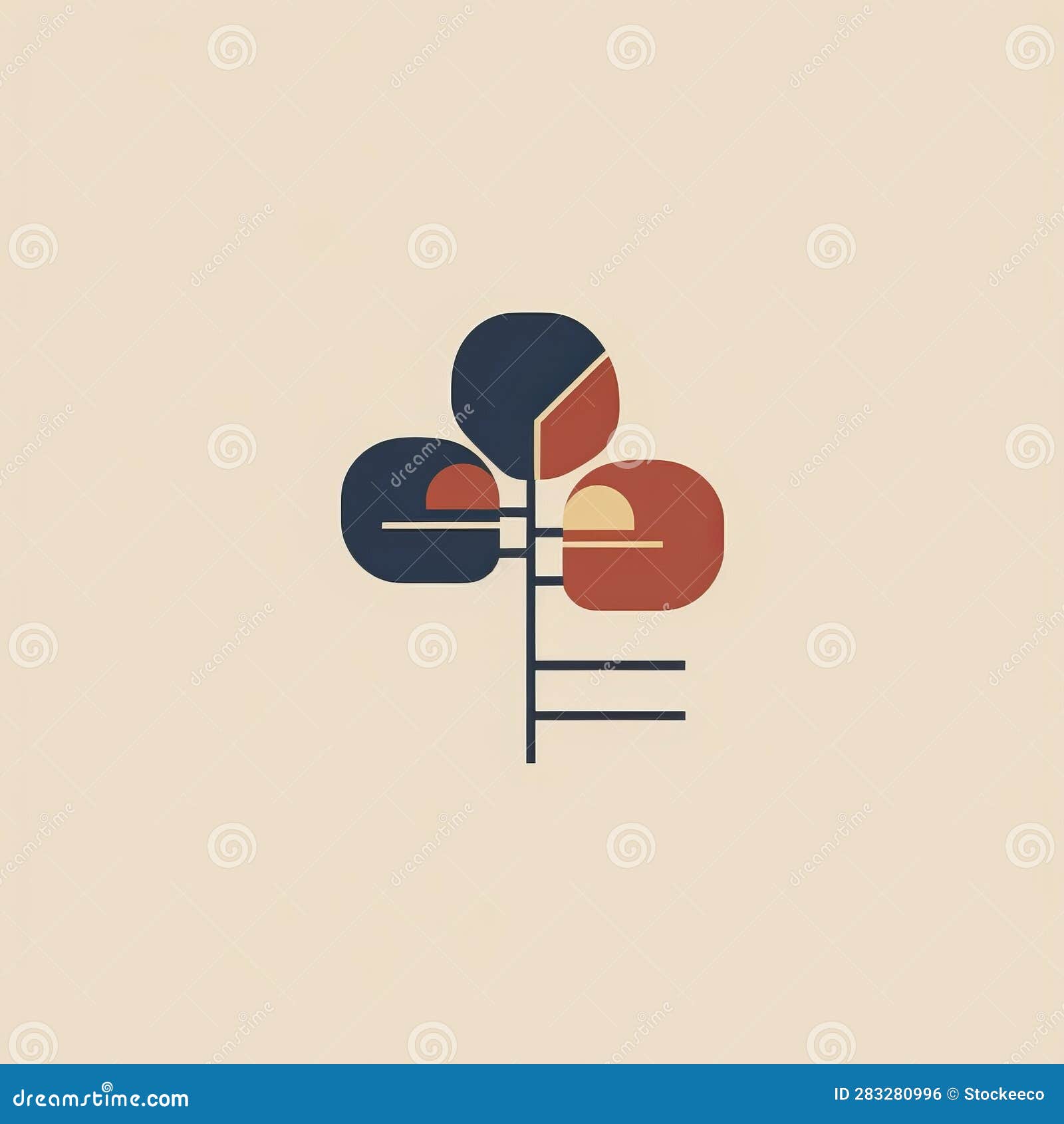 geometric begonia icon in muted color palette