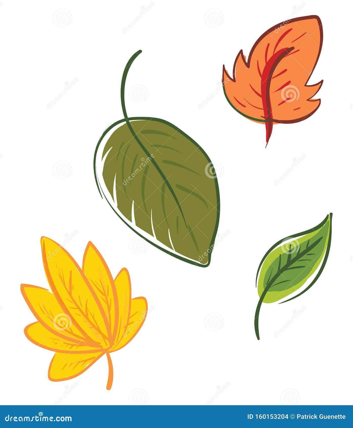 Four Multi-colored Cartoon Leaves Vector or Color Illustration Stock Vector  - Illustration of four, trees: 160153204