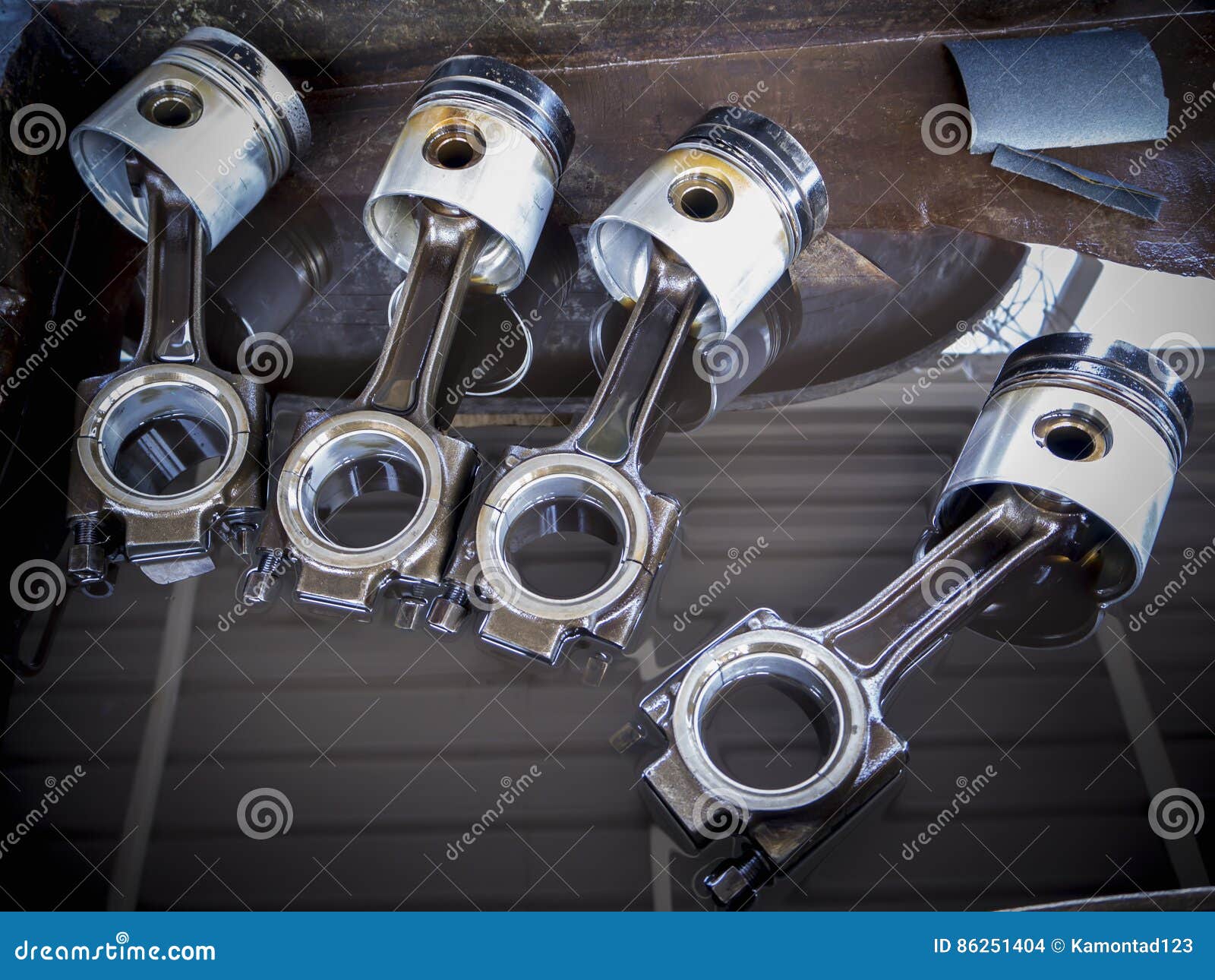 Four old pistons stock photo. Image of carving, metal 86251404