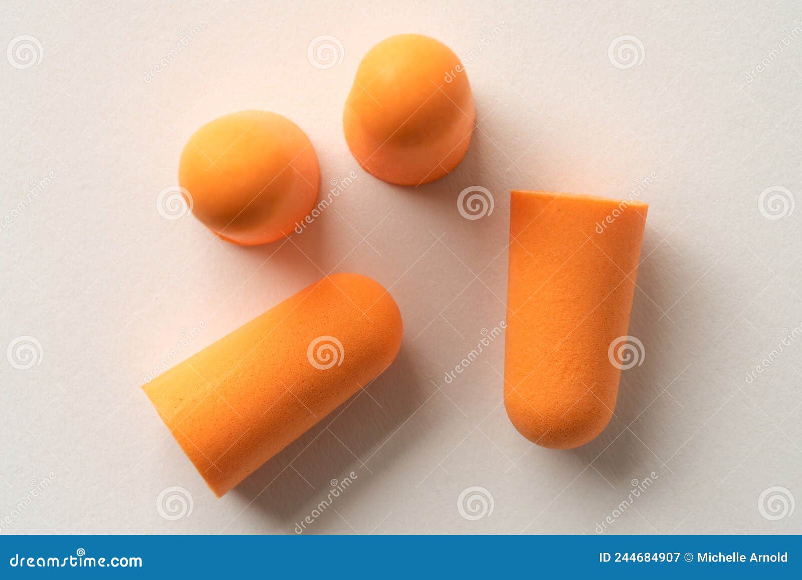 Four Orange Foam Ear Plugs stock image. Image of sponge 244684907