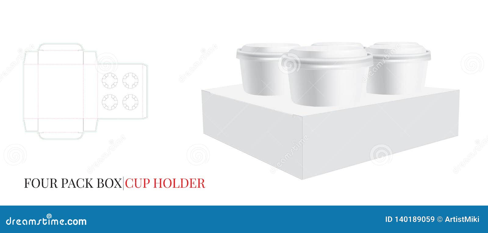 Cup Holder Template, Vector With Die Cut / Laser Cut Layers. Coffee Cup Holder, Four Pack Cup