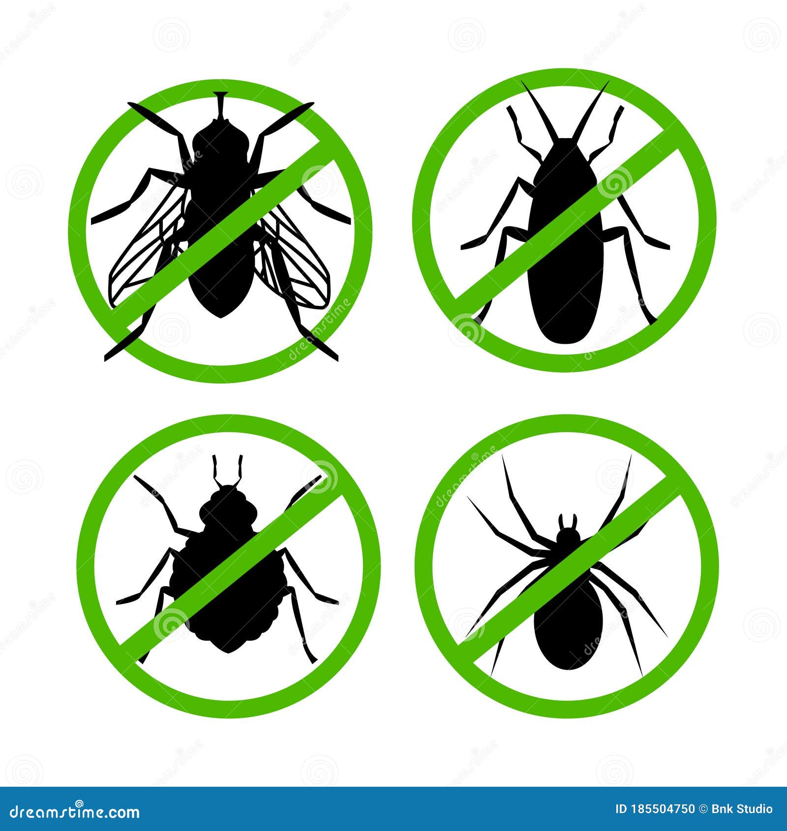 Four pest control icons stock vector. Illustration of contagion 185504750