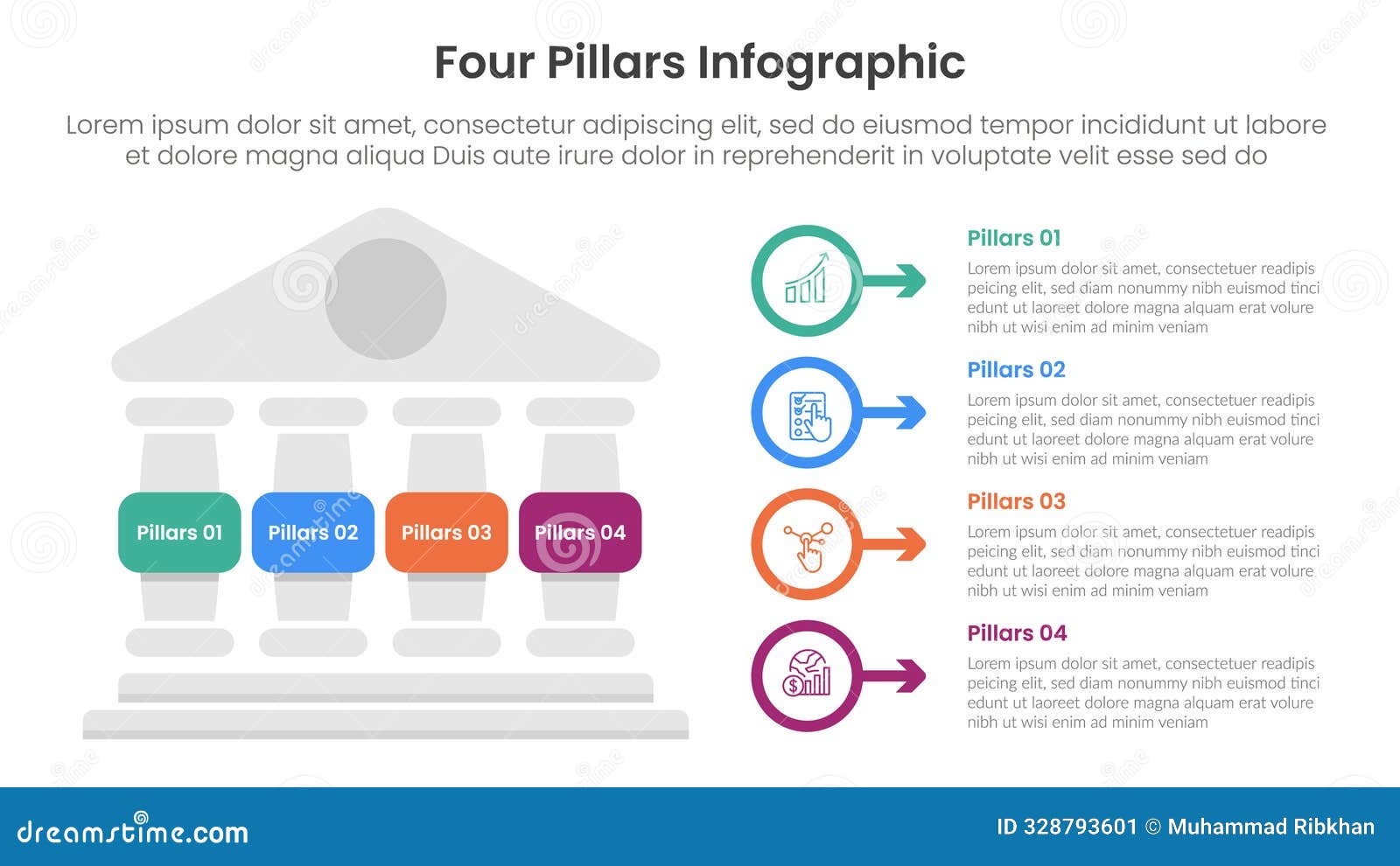 Four Pillars Framework With Ancient Classic Construction Infographic ...