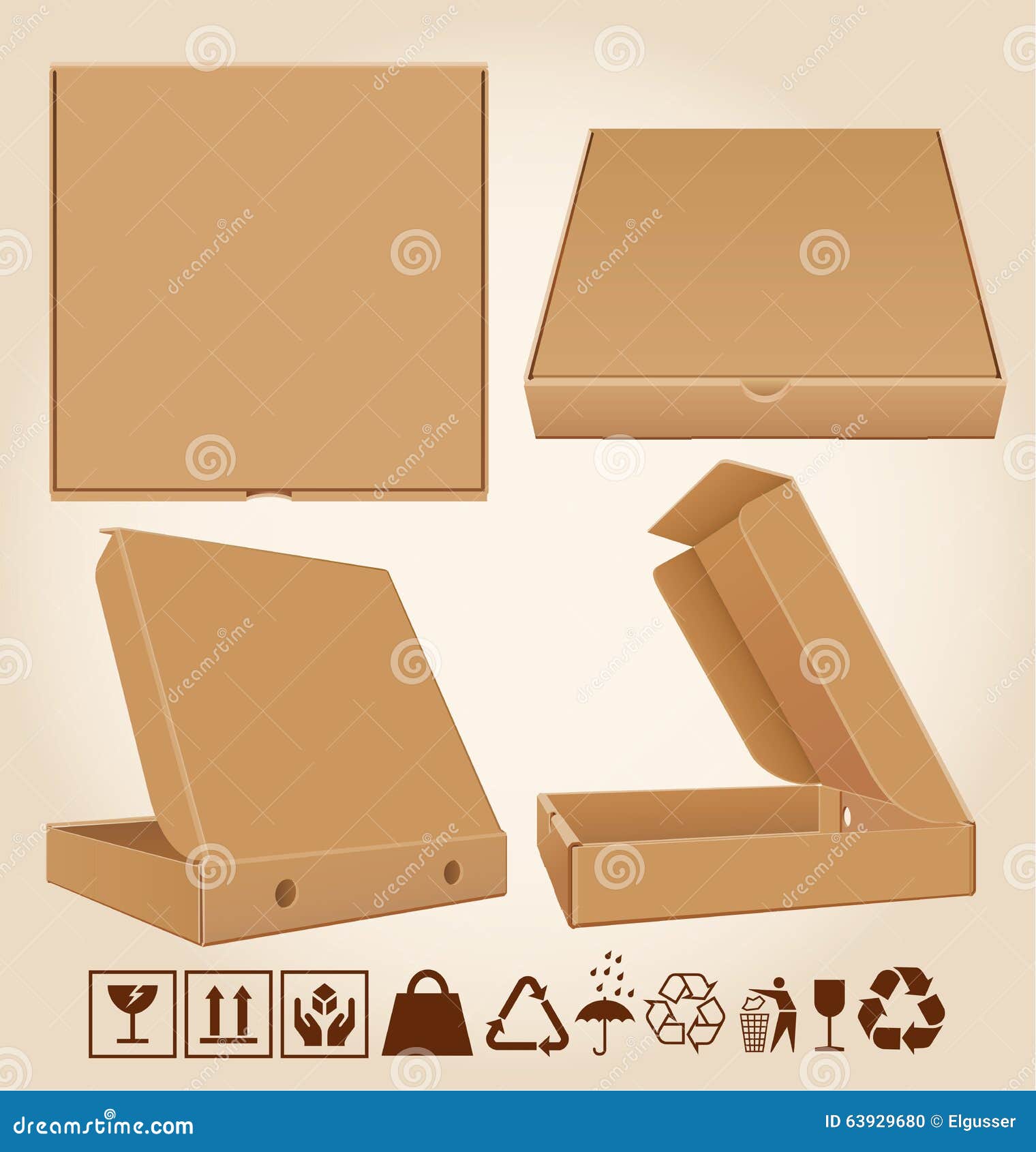 Brown pizza box open Royalty Free Vector Image