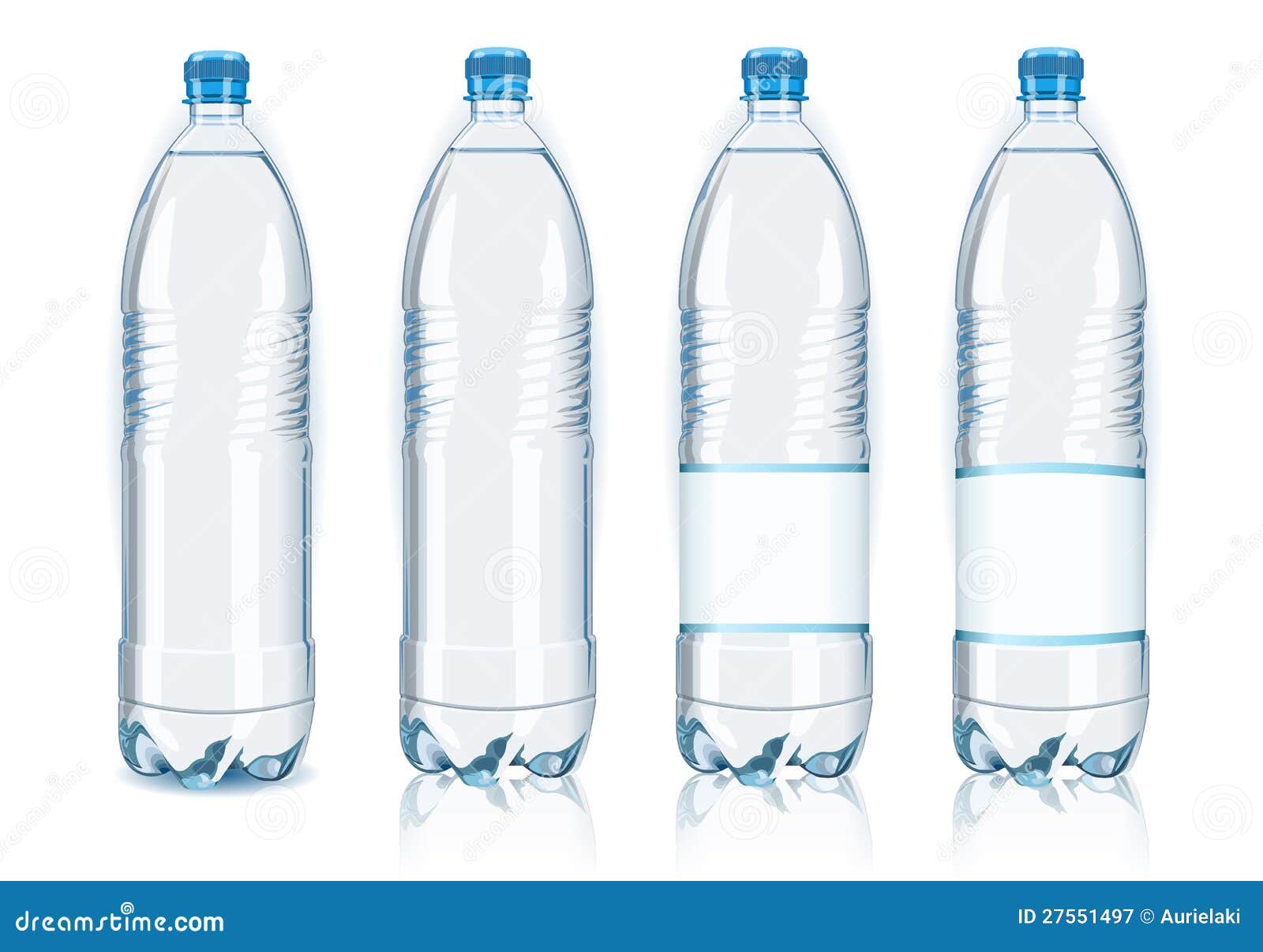 Four Plastic Bottles with Generic Labels Stock Vector Illustration of