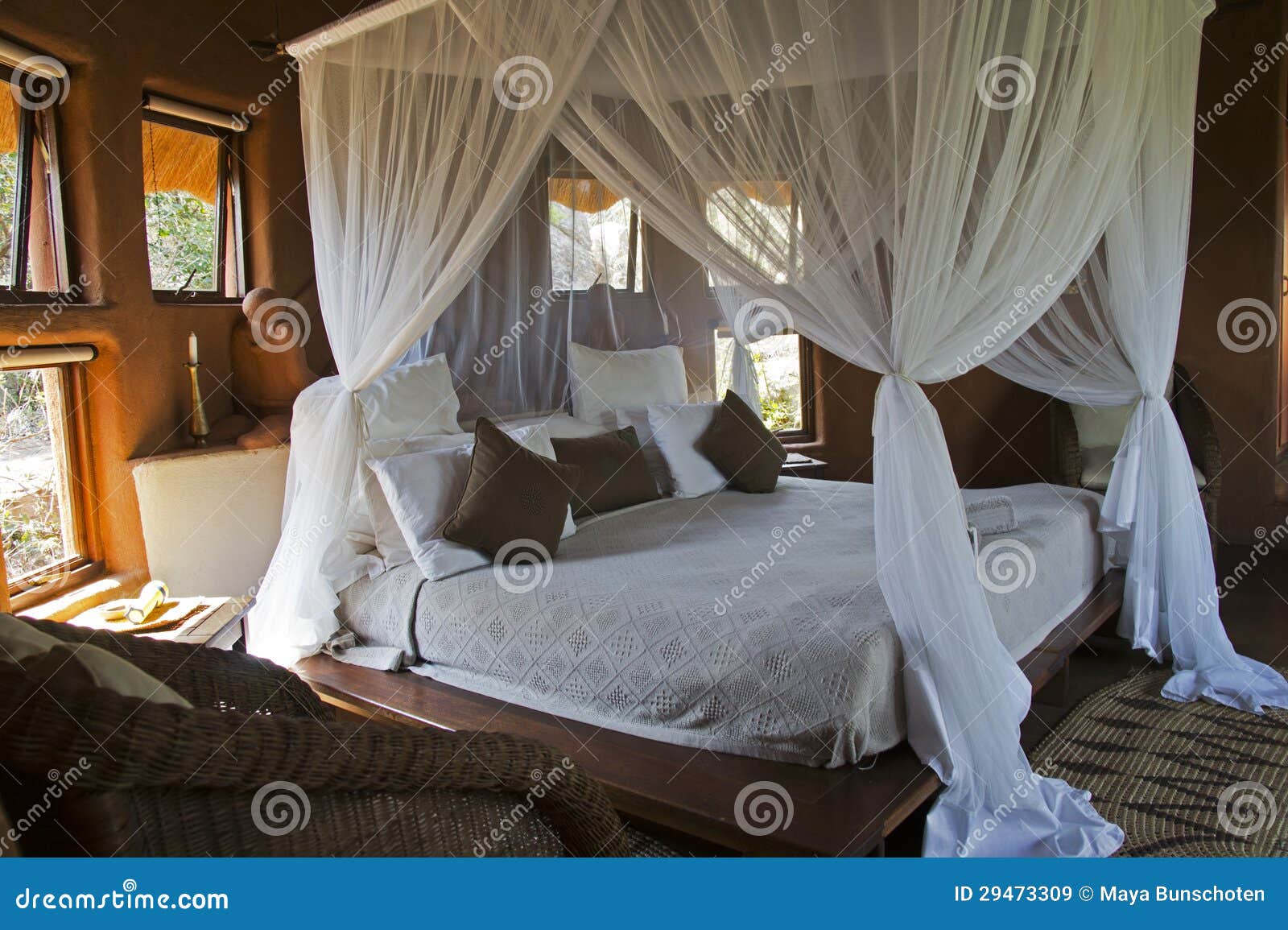 Fourposter Bed in an African Lodge Stock Image Image of quilt, country 29473309