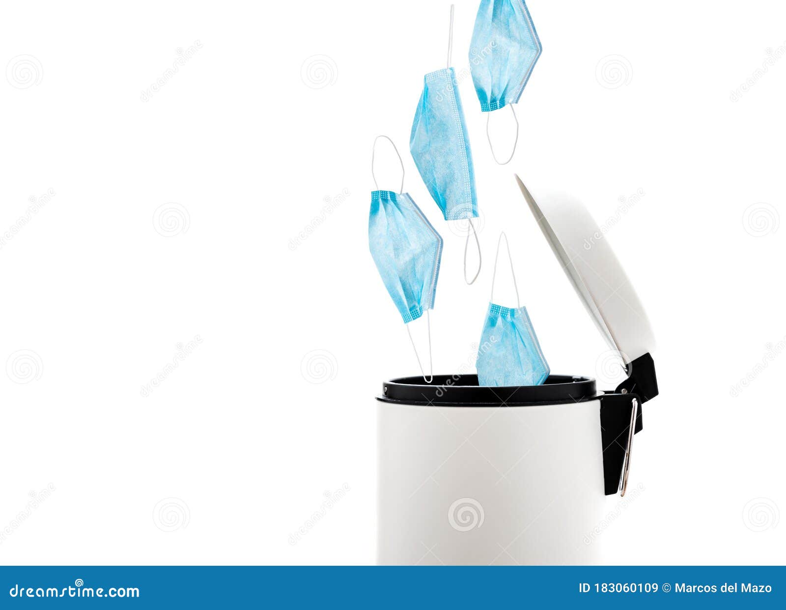 Four Protective Face Masks Going To the Garbage Stock Image Image of management, health 183060109