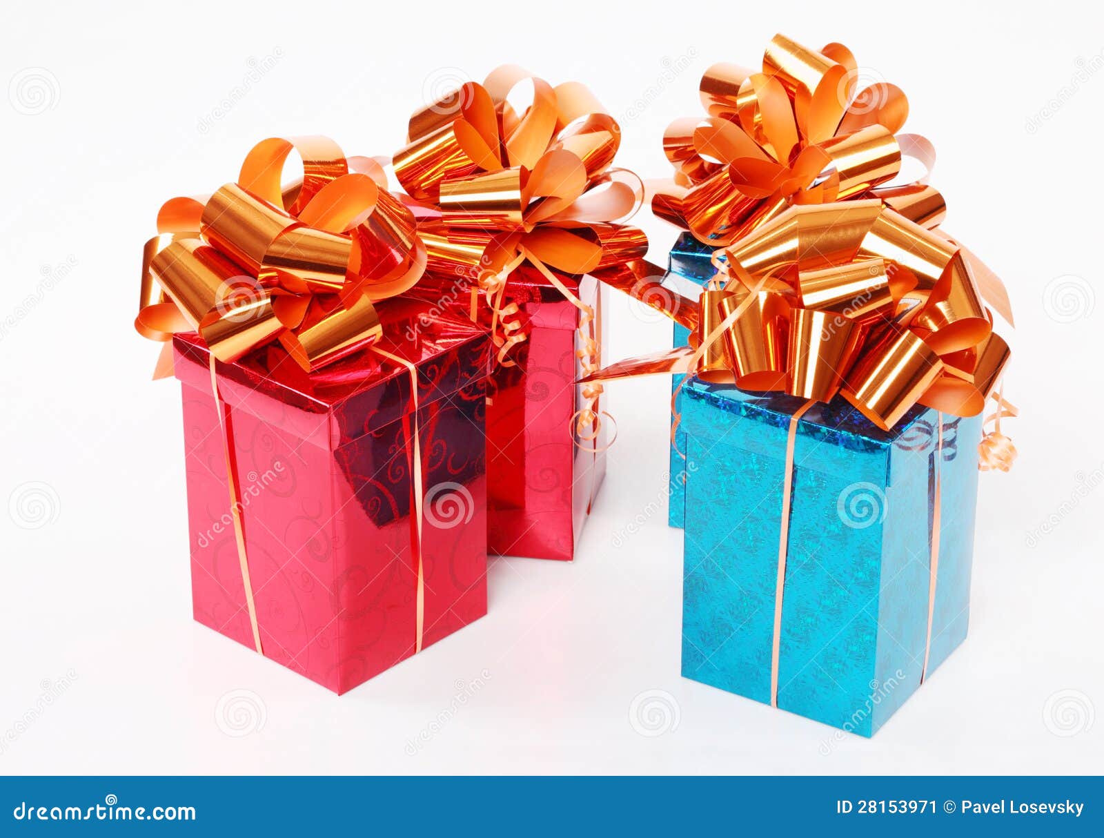 Four Red and Blue Shiny Gift Boxes Stock Image Image of design, blue