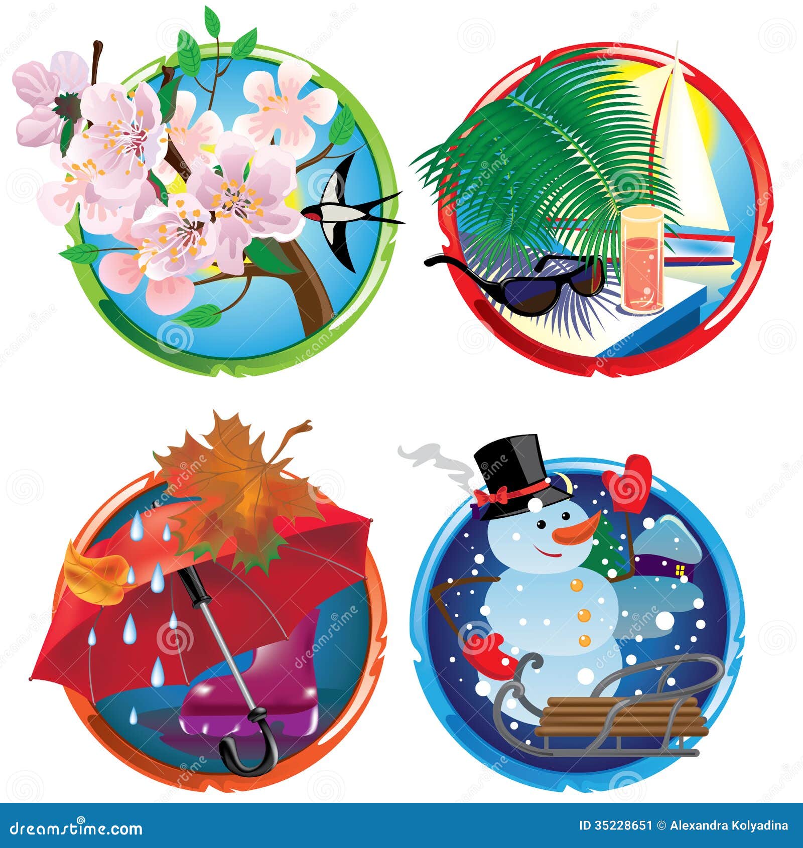 Four season elements stock vector. Illustration of orange 35228651