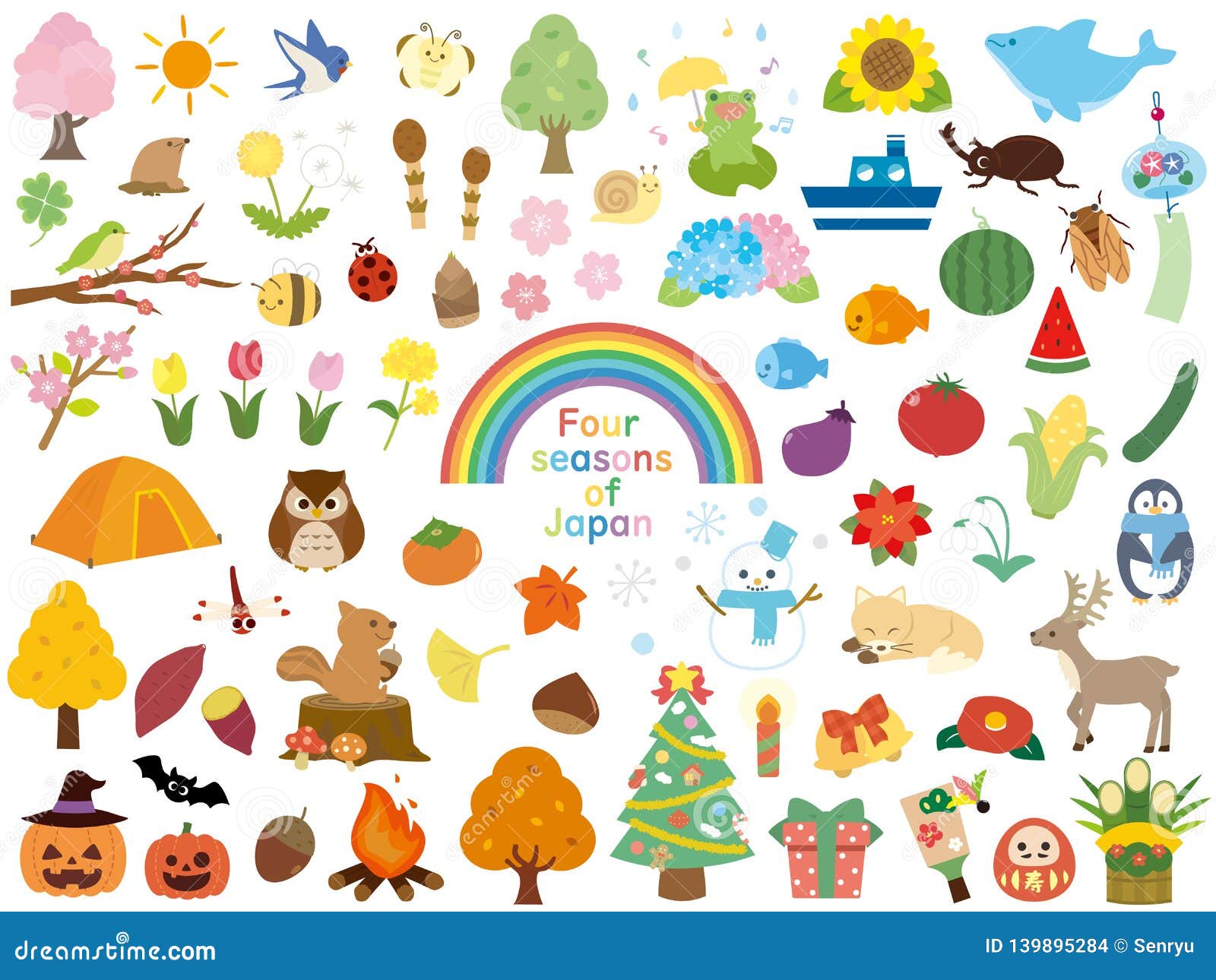 Japan Seasons Vector Illustration 16168150