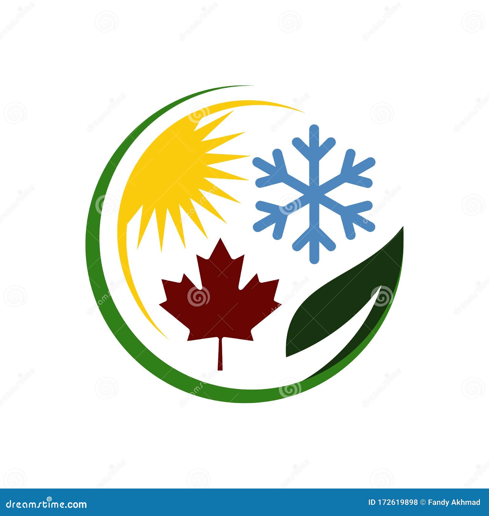 4 Four Seasons Logo Design Vector with Symbol of Winter Spring Summer