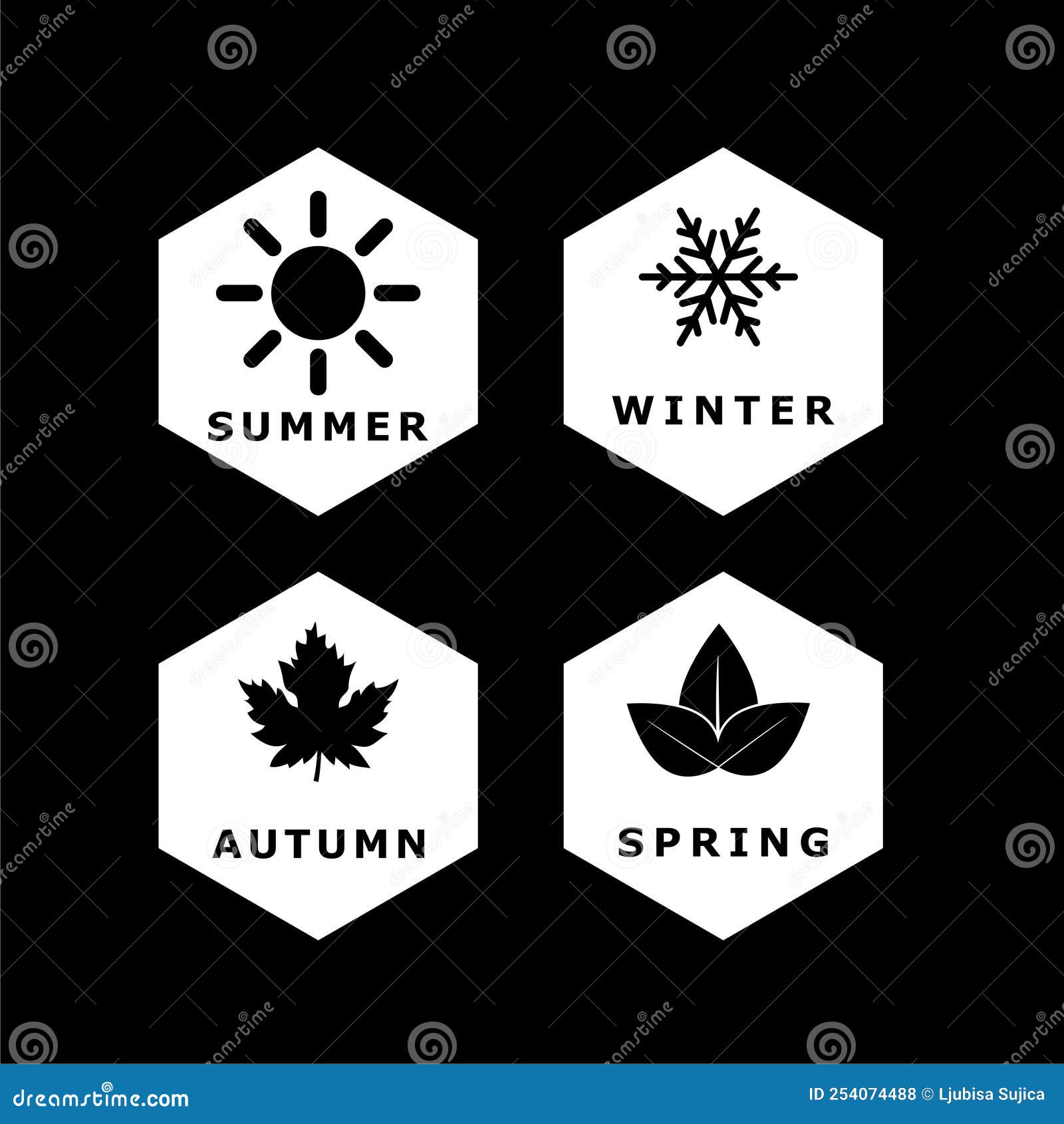 Four Seasons Logo Isolated on Dark Background Stock Vector