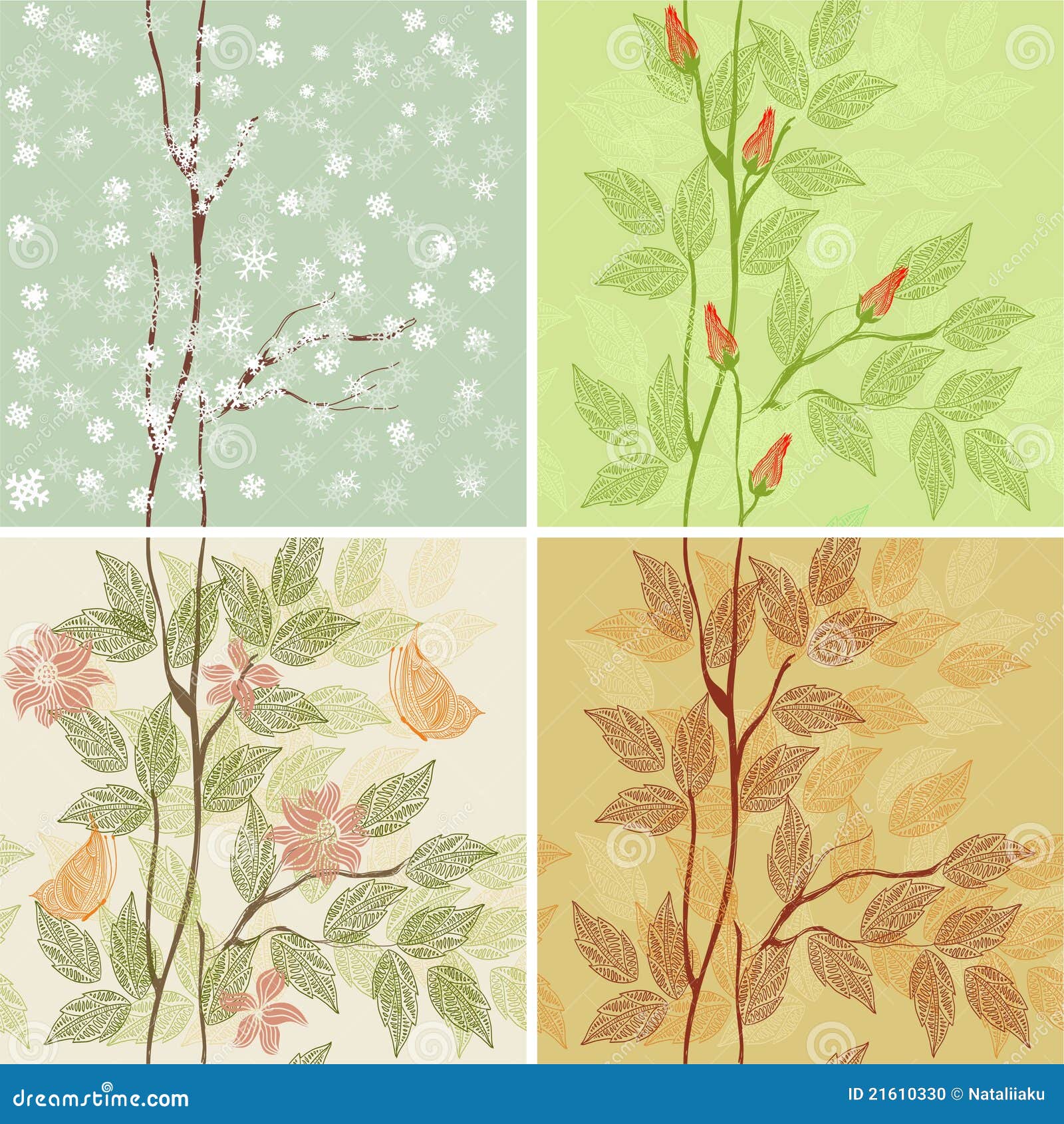 four seasons - winter, spring, summer, autumn in v