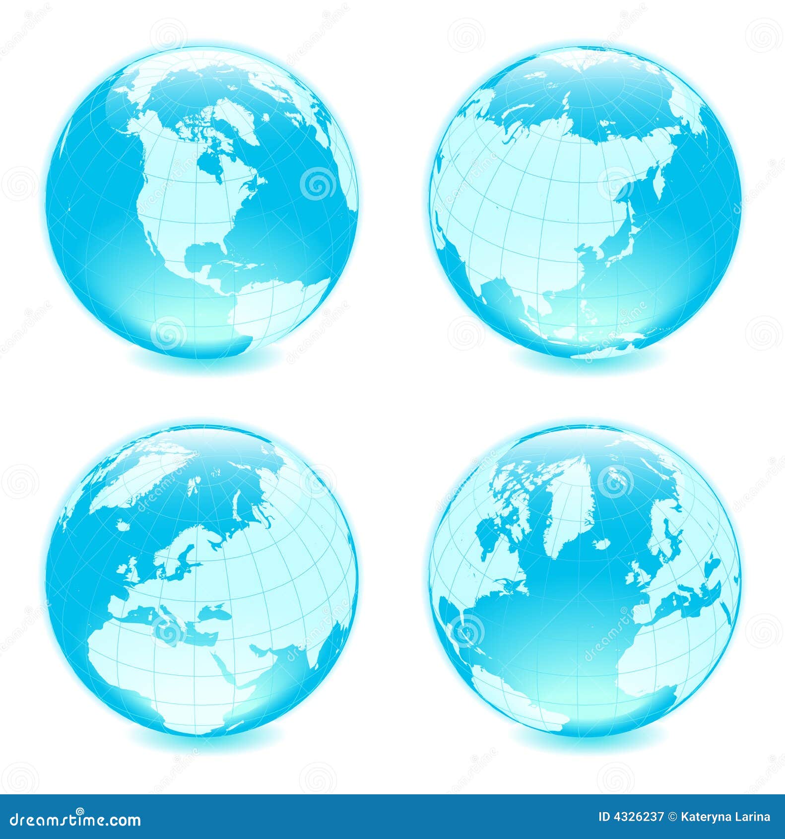 Four side shiny globes stock vector. Illustration of icon - 4326237