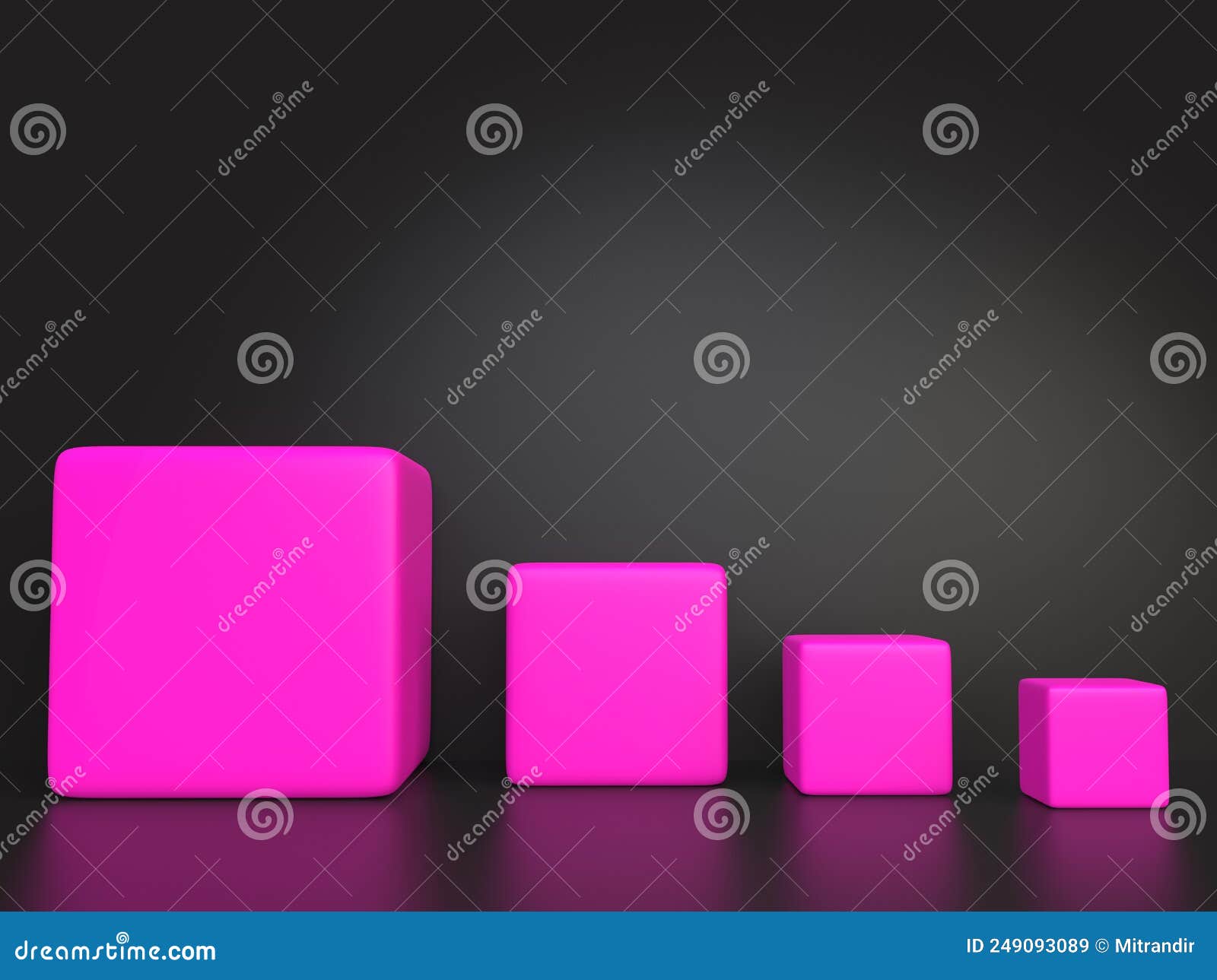 Four Soft Pink Cubes on Black Backdrop Stock Illustration