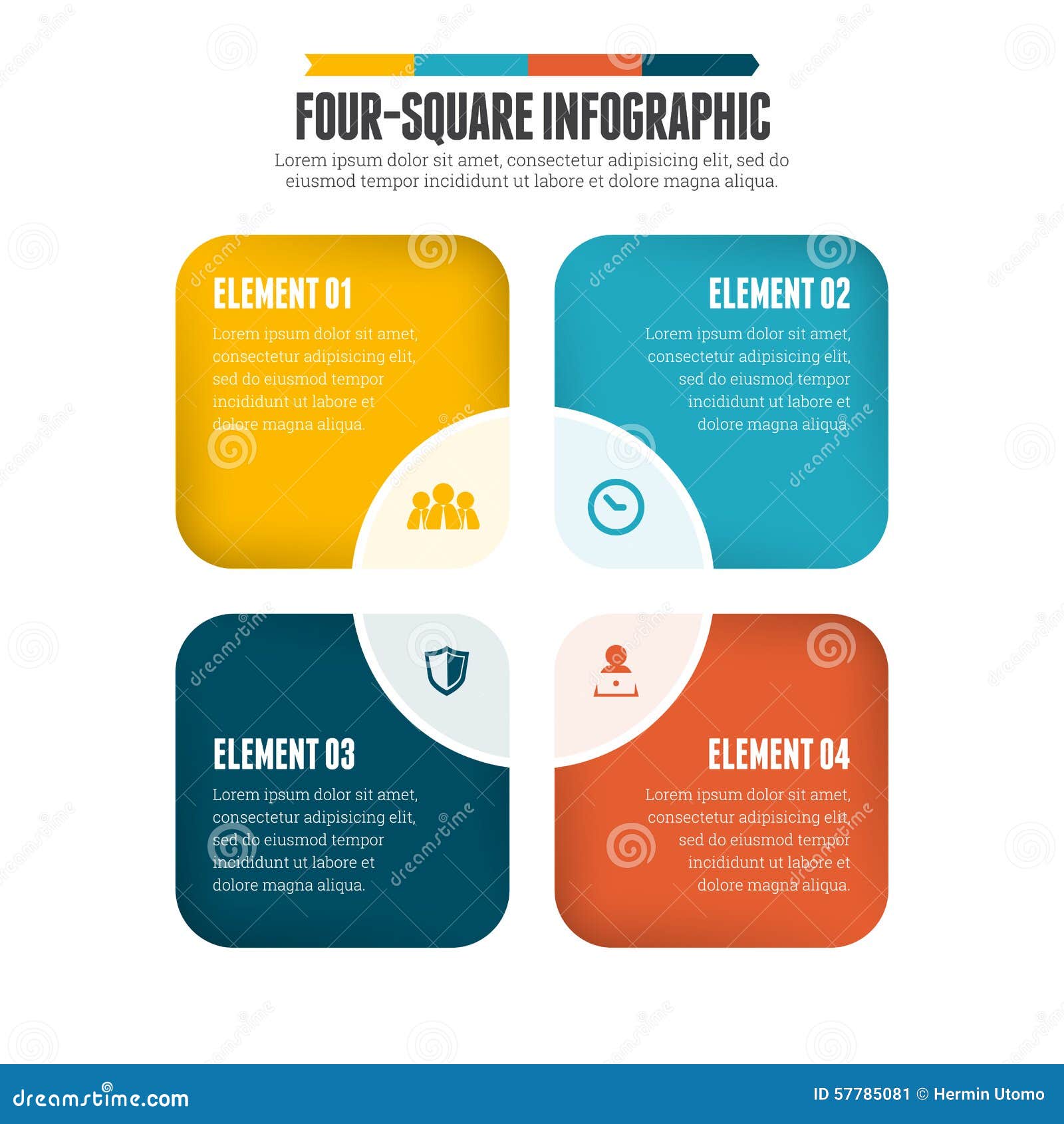 Square For Infographics. Minimalistic Chart, Diagram With 4 Steps, Parts.  Vector Design Template. Royalty Free SVG, Cliparts, Vectors, and Stock  Illustration. Image 58718167.