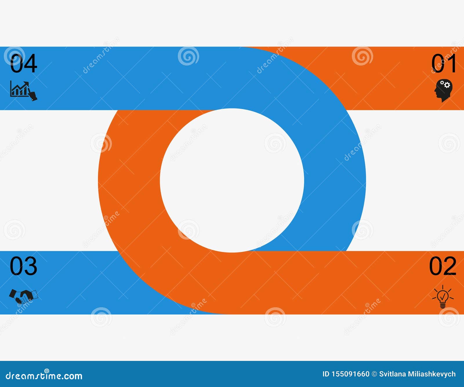 four stage infographics curved with icons