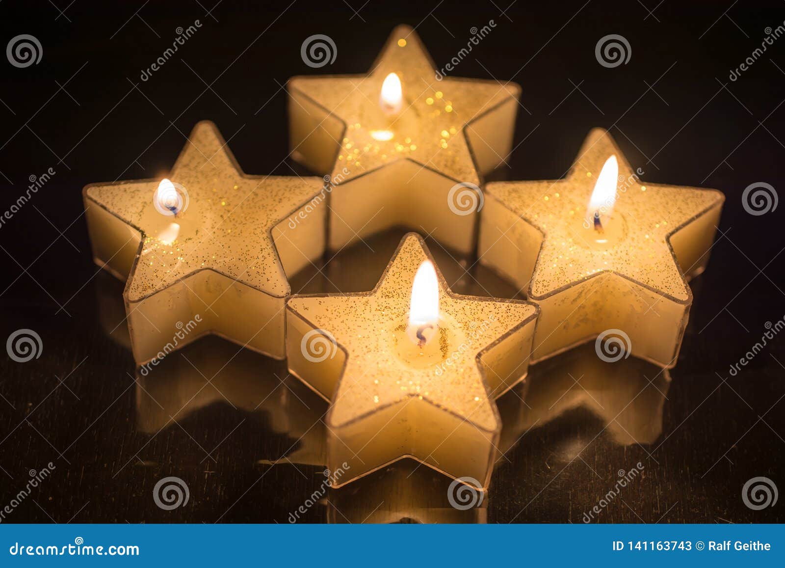 Four Star Shaped Candles Were Lit for the Fourth Advent Stock Image