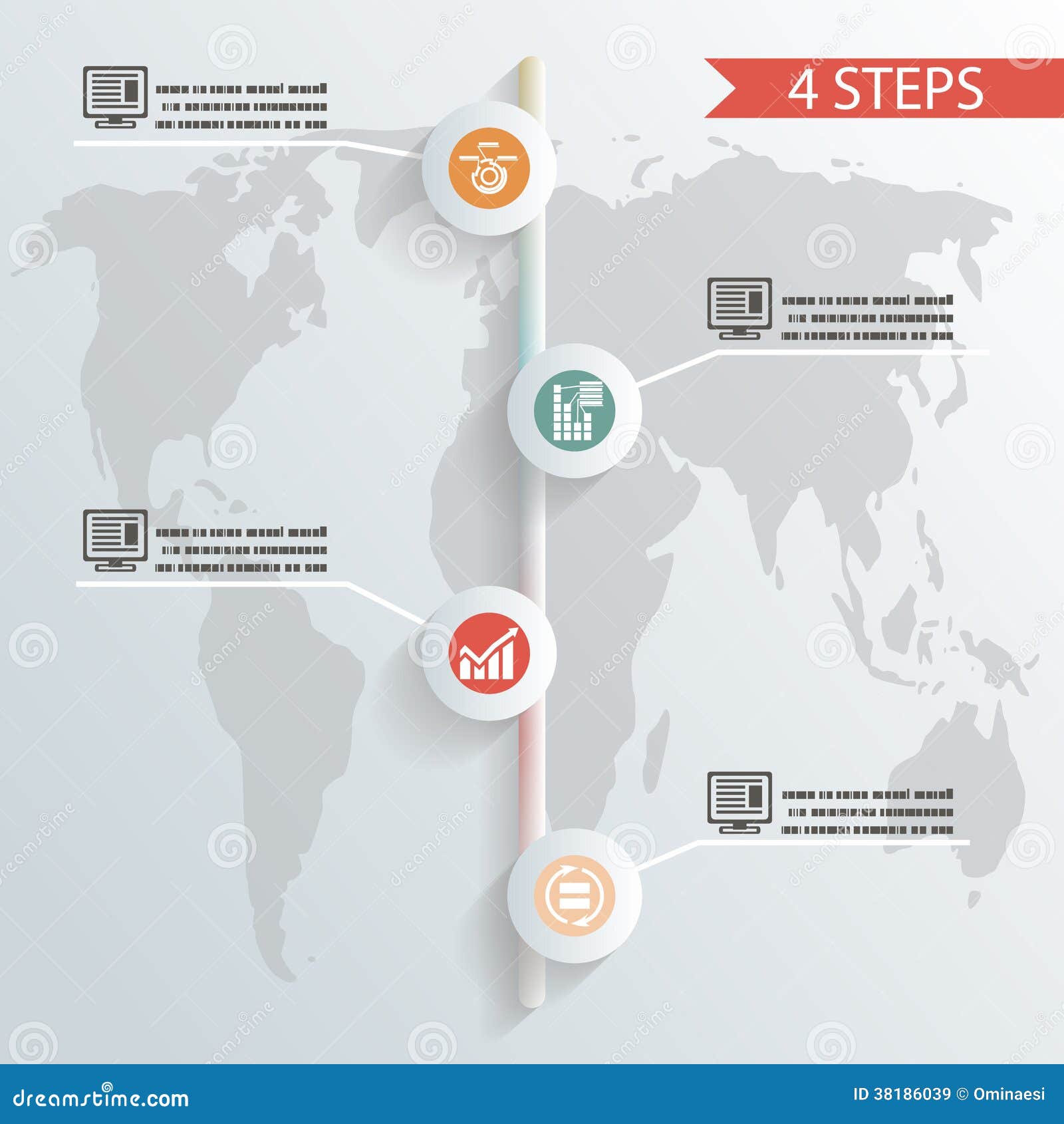 four steps infographic background whith icons