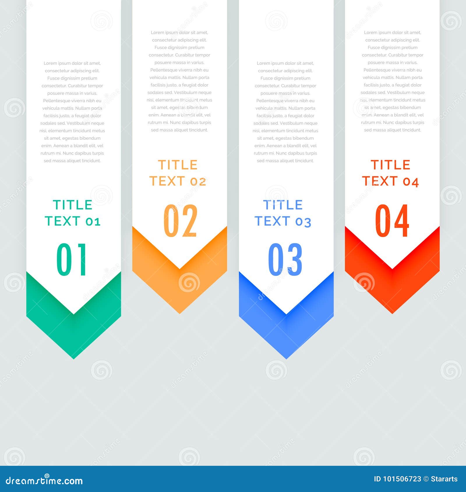 Four Steps Infographic Vertical Banners with Arrow Going Down Stock