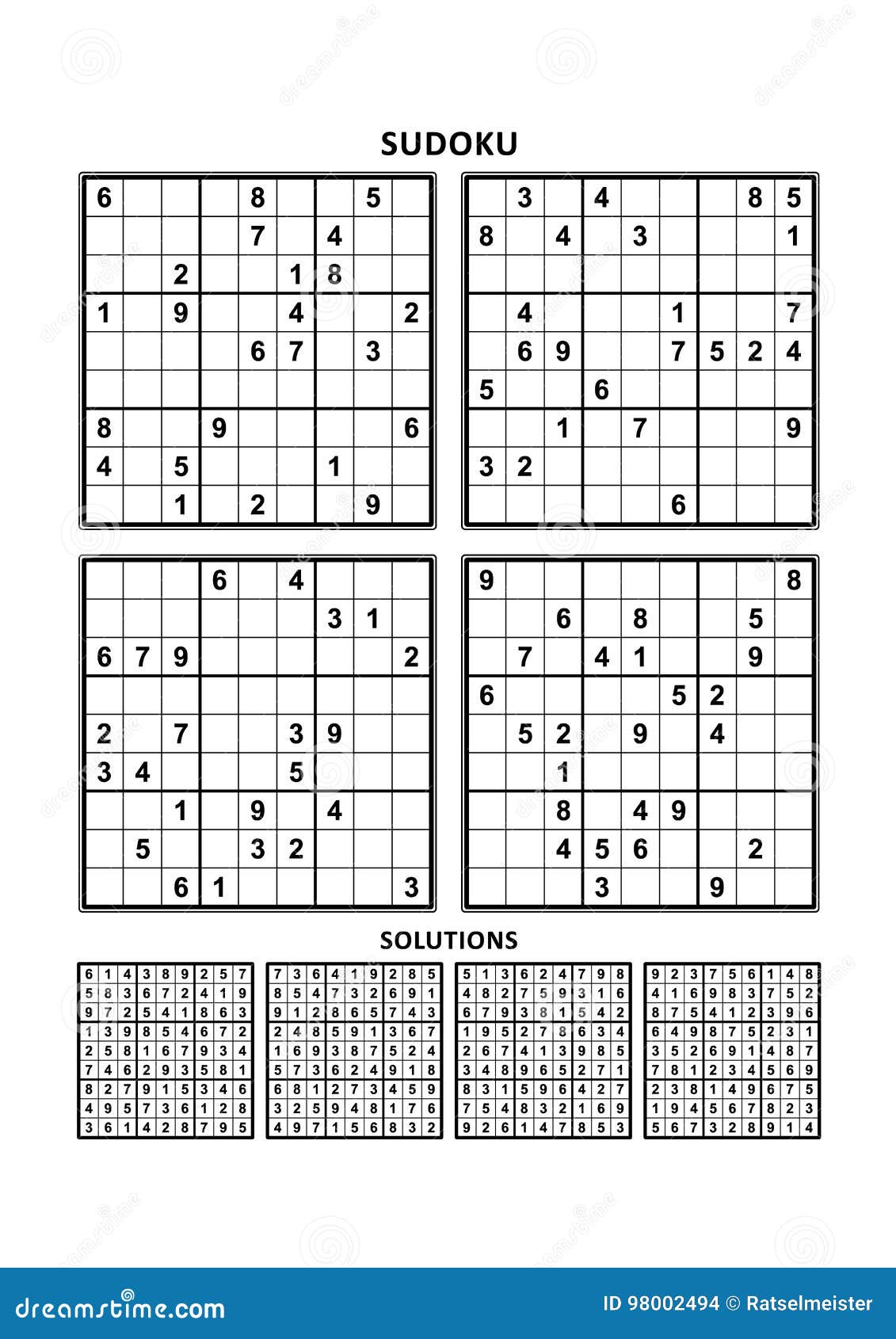Four Sudoku Games With Answers. Set 7. Stock Vector ...