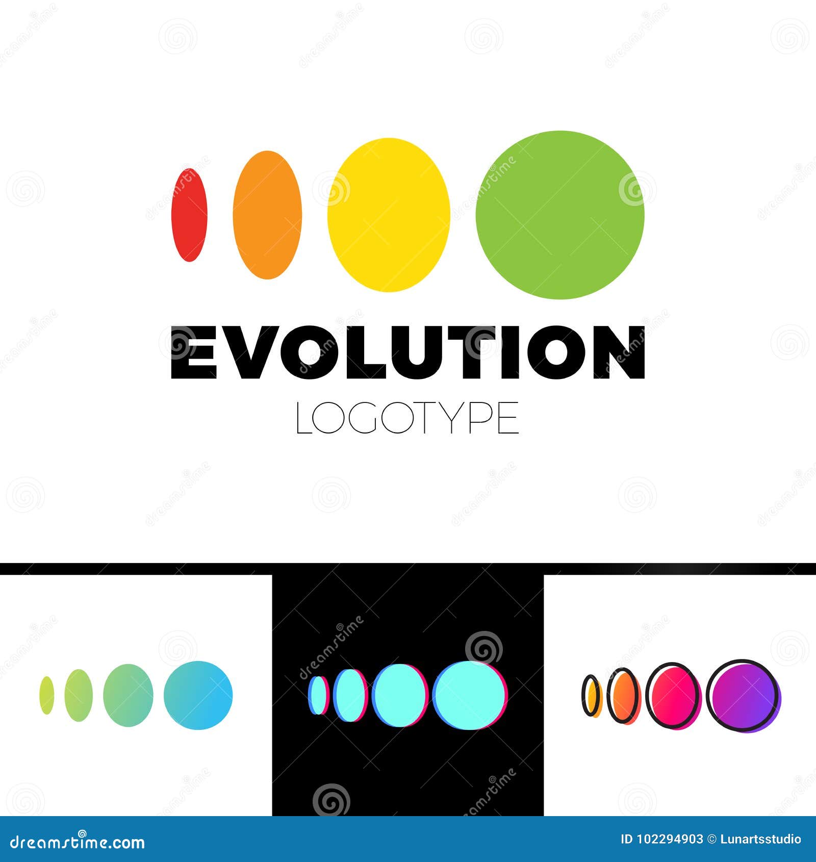 four  from elipse to circle logo evolution