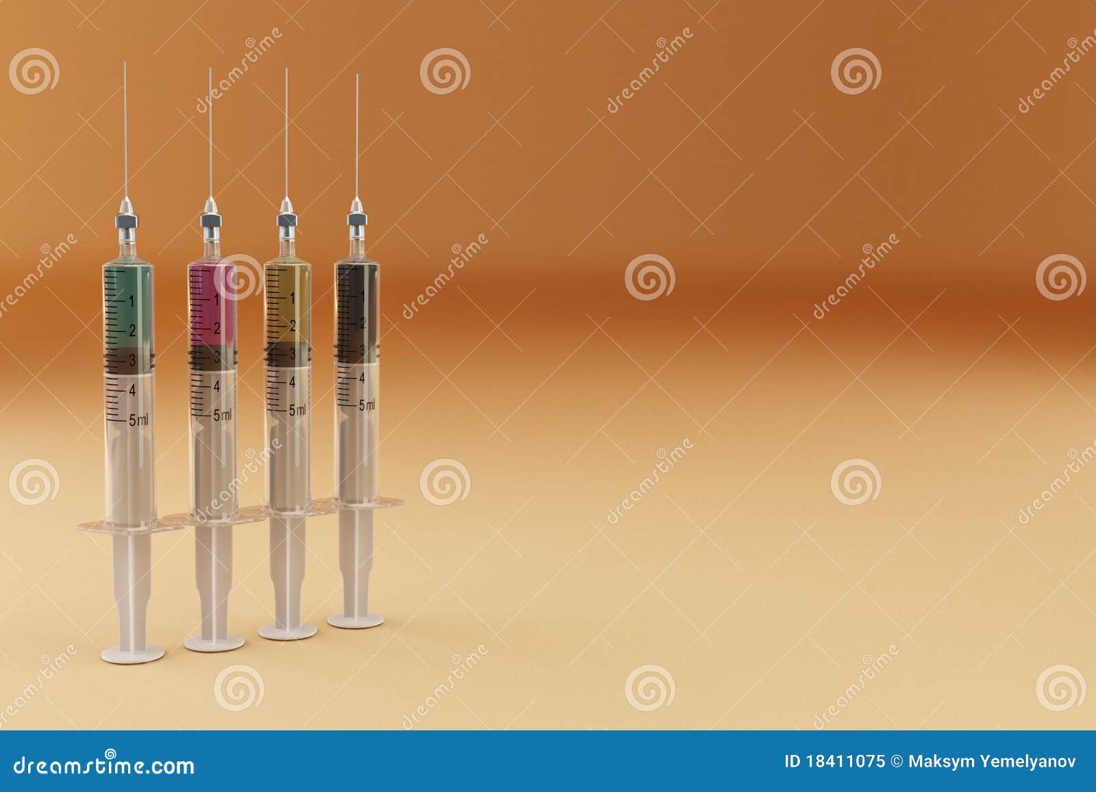 Four Syringe with Paints. CMYK Stock Illustration Illustration of render, cmyk 18411075